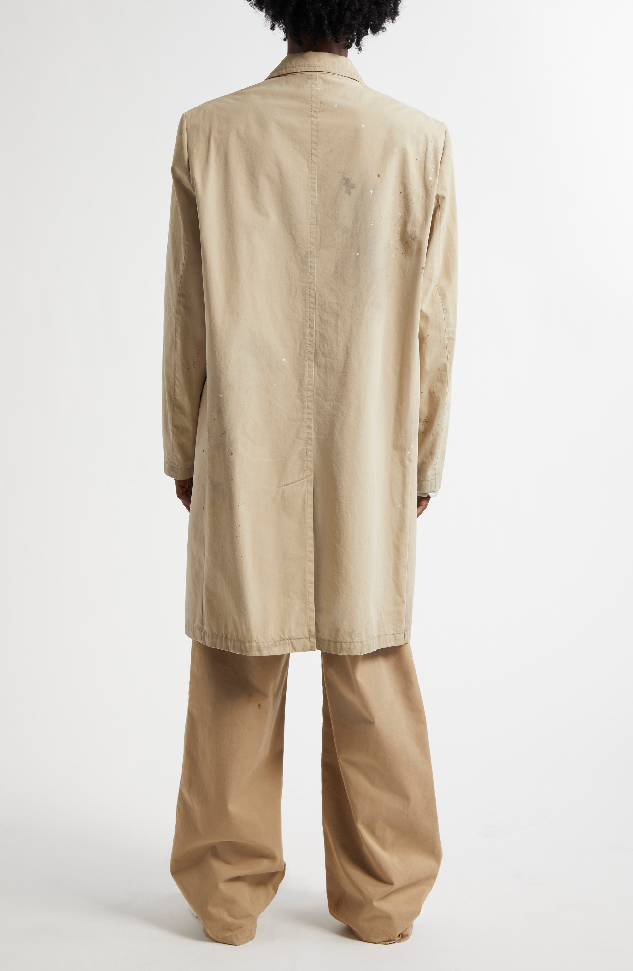 MM6 Maison Margiela Paint Splatter Gabardine Car Coat in Beige at Nordstrom - 3