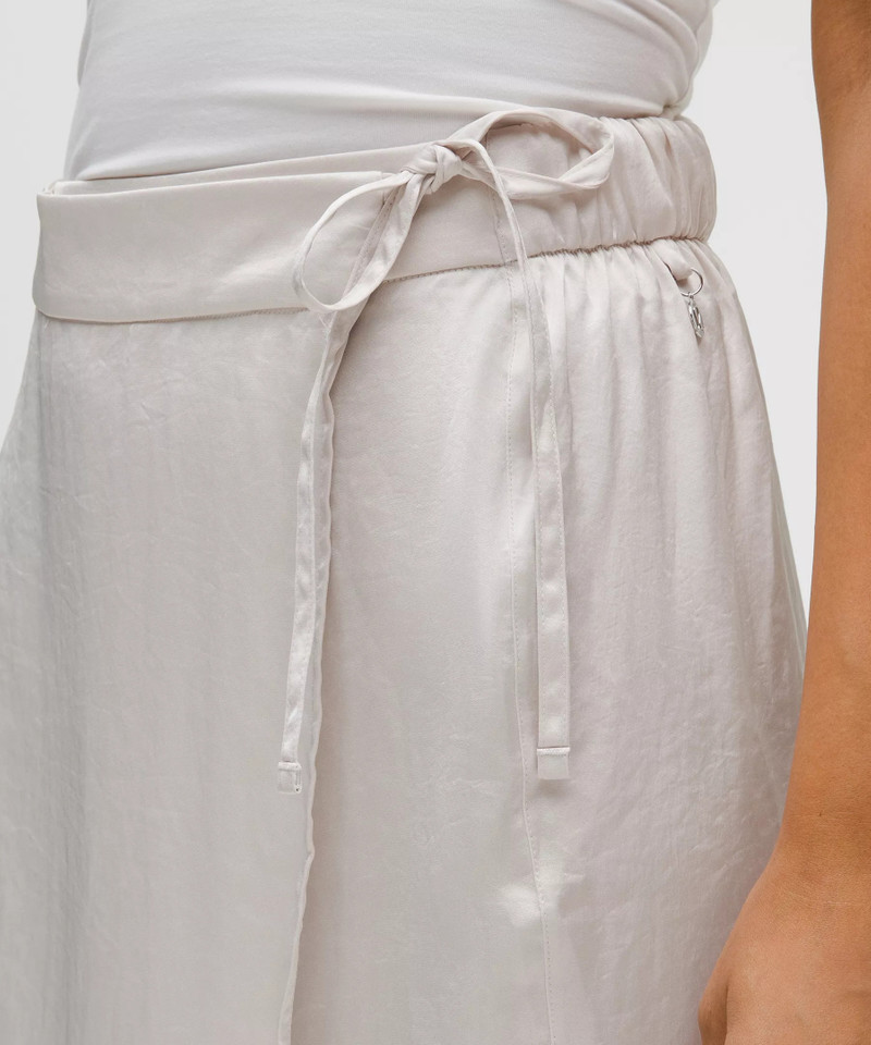 Logo Charm Satin Waist-Tie Midi Skirt 4