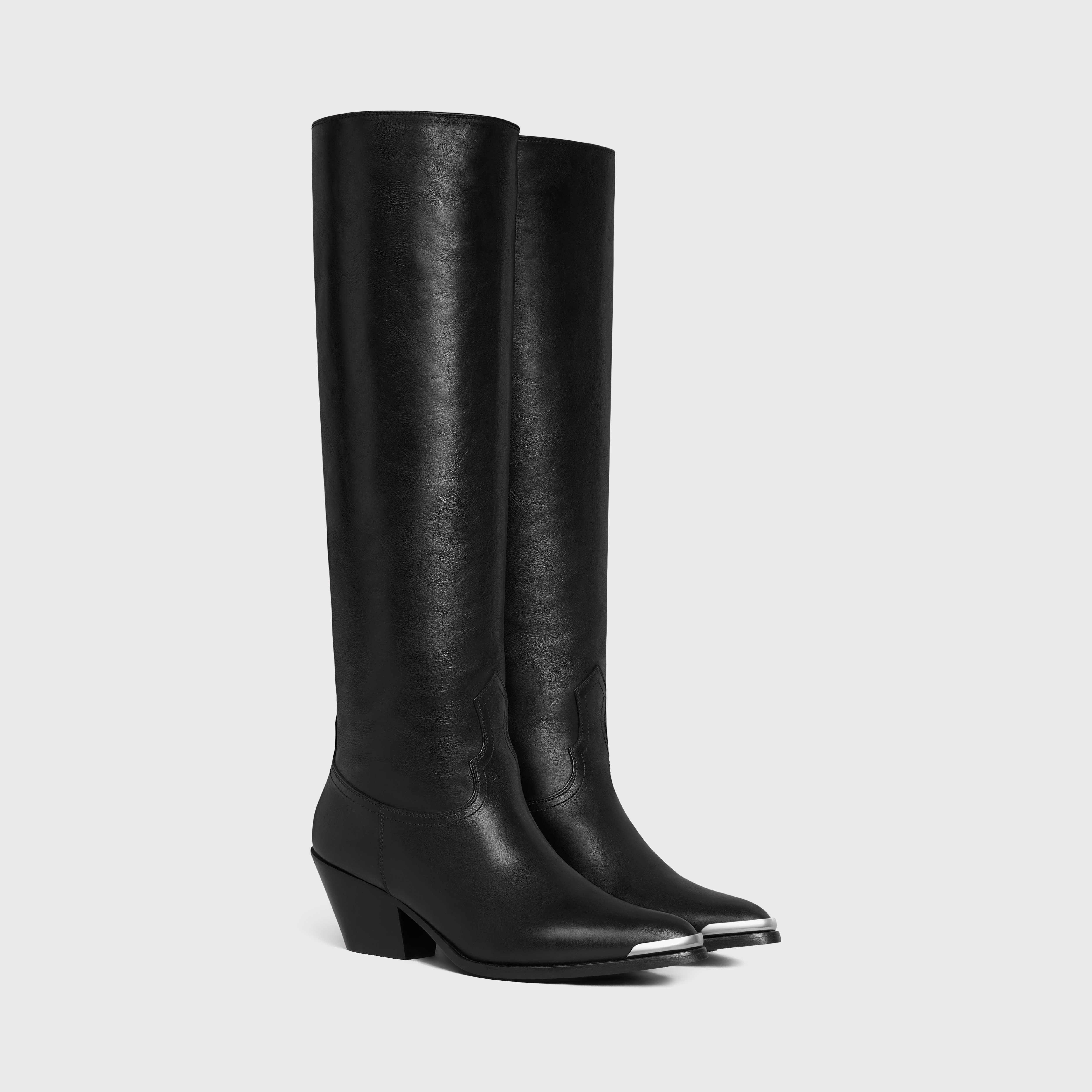 CELINE LOLA BOOTS HIGH WESTERN BOOTS WITH METAL TOE in CALFSKIN - 2