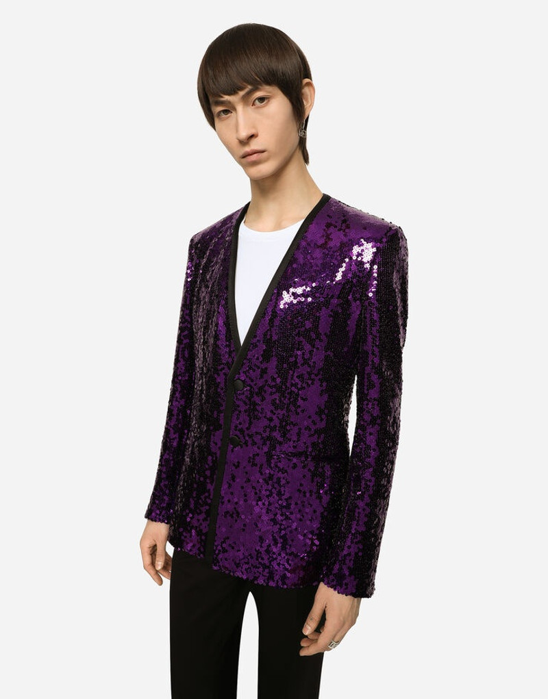 Sequined Sicilia-fit jacket with satin piping 4