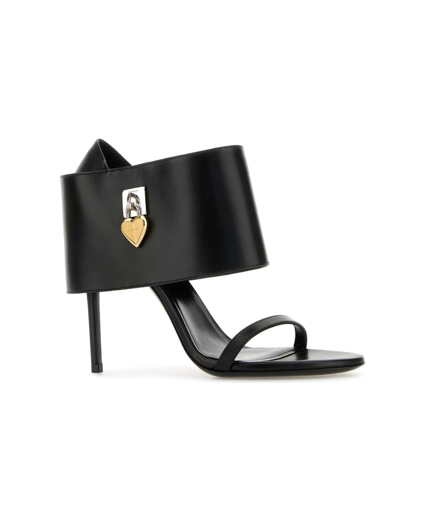 Black Leather Shark Sandals - 2