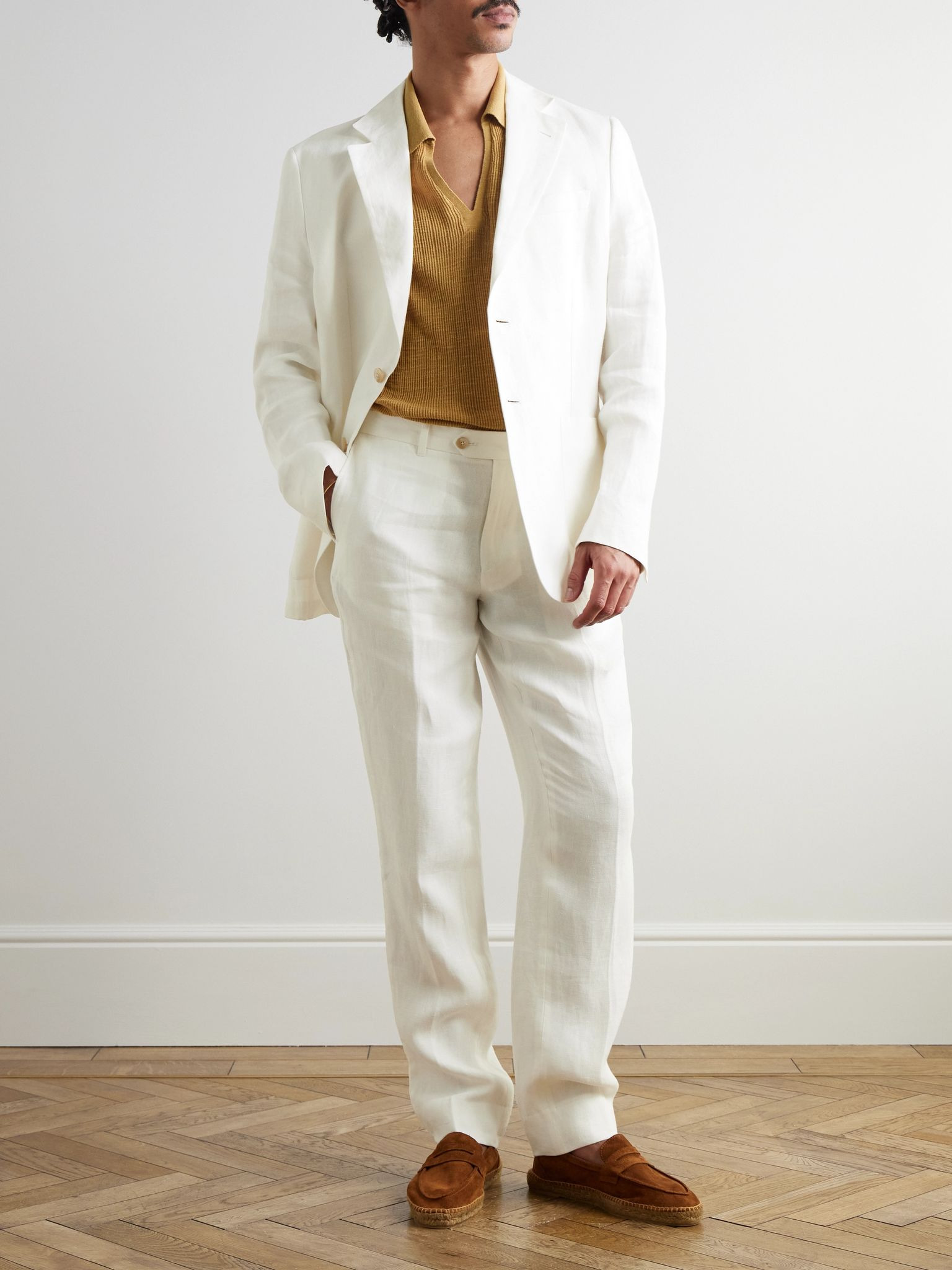 Paulo Unstructured Linen Suit Jacket White - 2