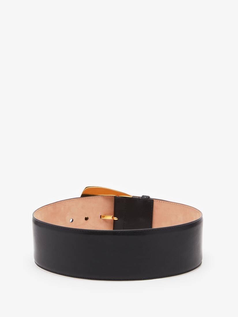 Women's Geometric Buckle Waist Belt in Black - 2