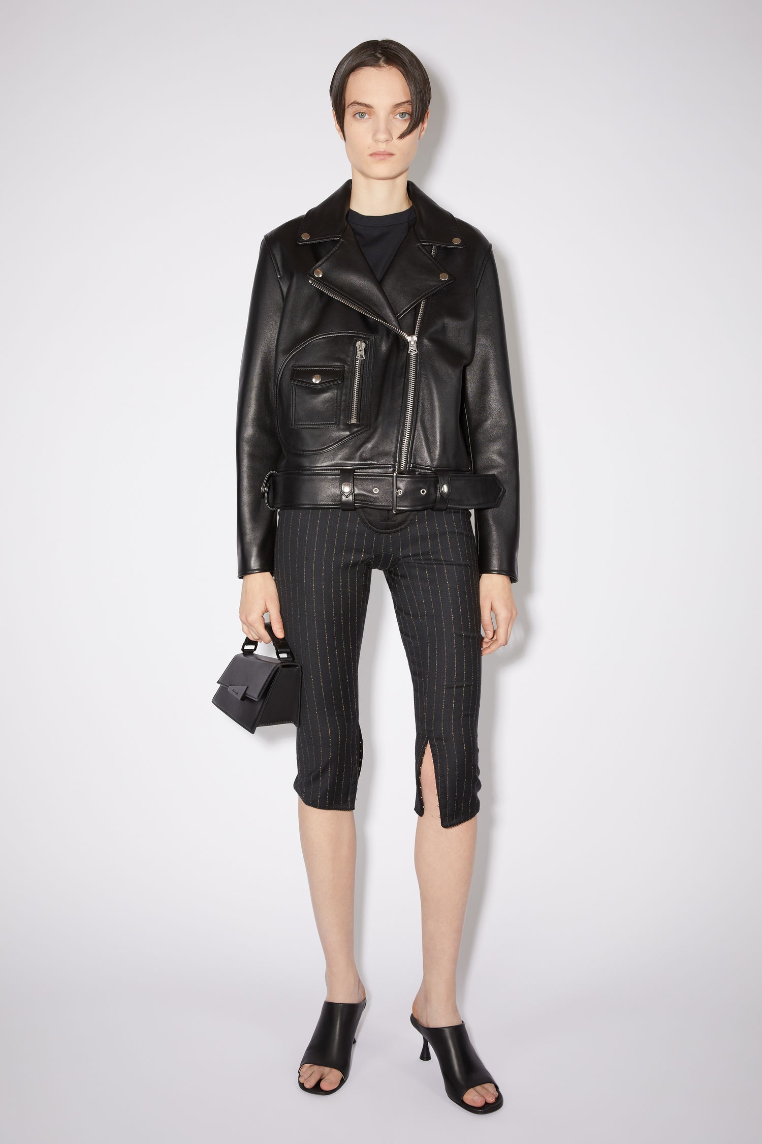 Leather biker jacket - Black - 2