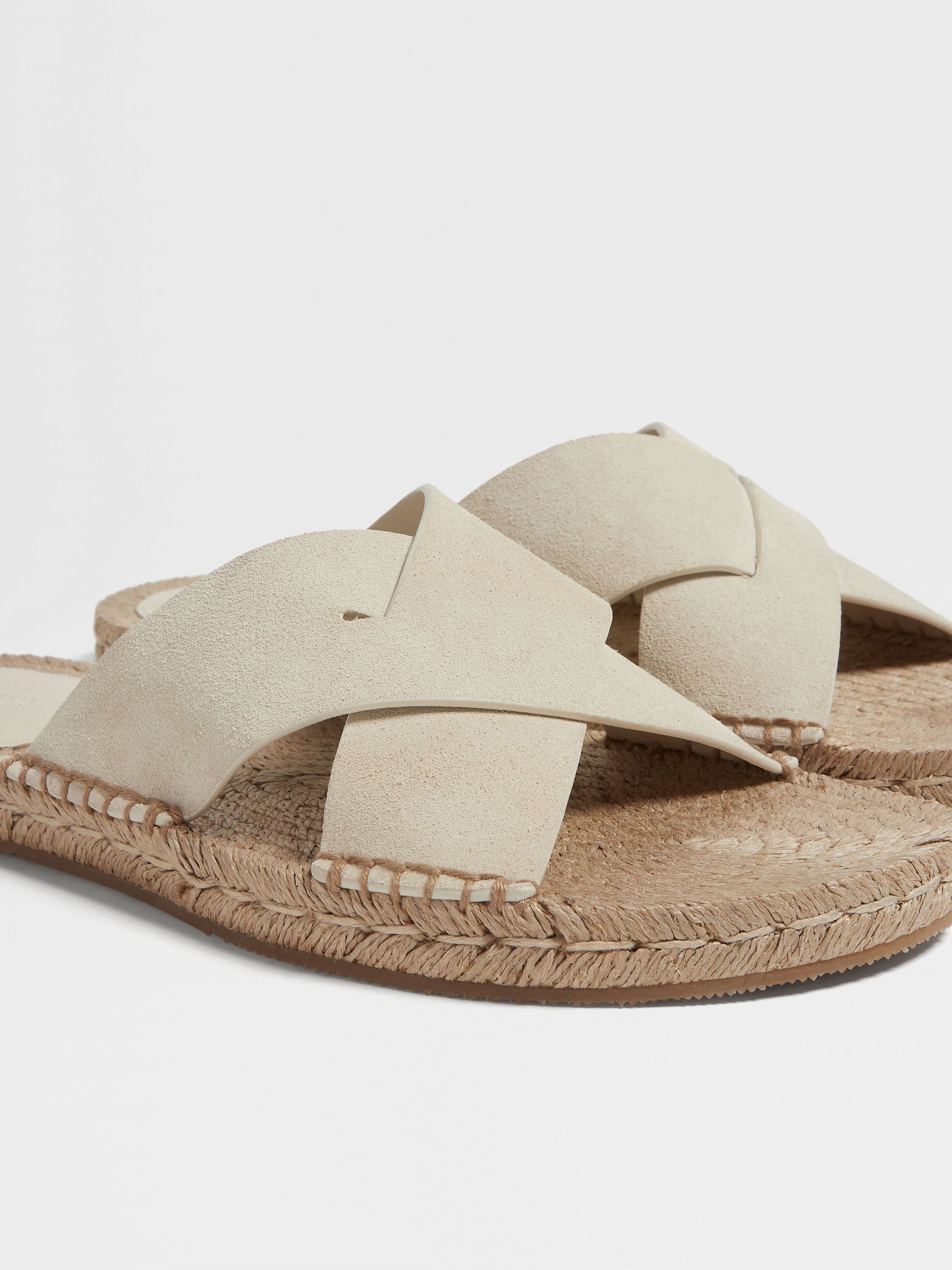 OFF WHITE SUEDE ESPADRILLE SANDALS - 4