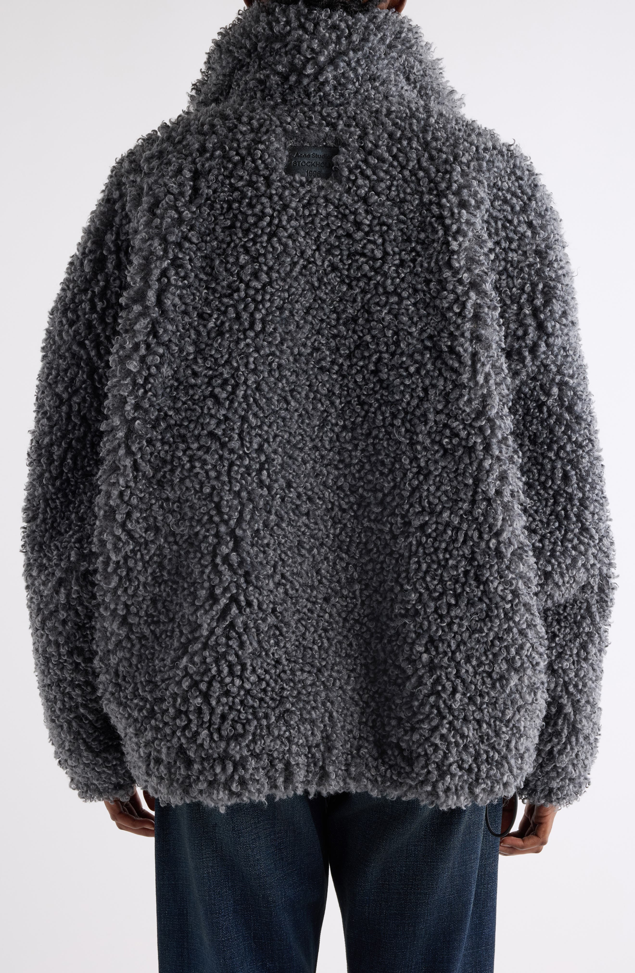Acne Studios Felemmy Faux Shearling Jacket in Carbon Grey at Nordstrom - 3