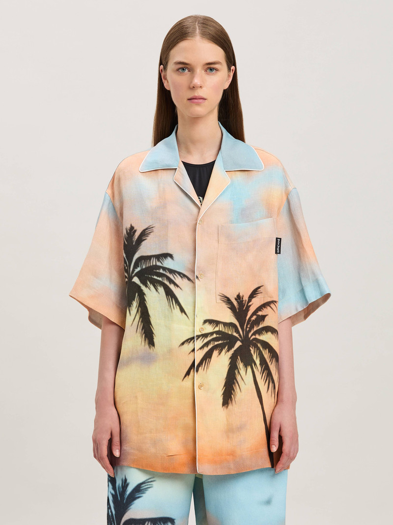 Sunrise palm bowling shirt 3