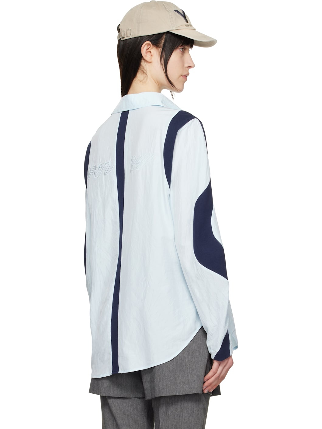 トップス OPEN YY 25SS CURVED PANEL SHIRT OPEN YY Blue Curved Panel Shirt | REVERSIBLE