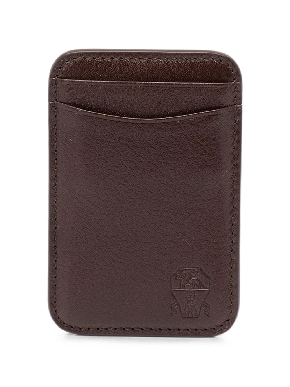 grained leather card holder - 1