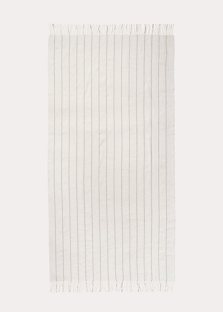 Striped cotton linen sarong white - 1