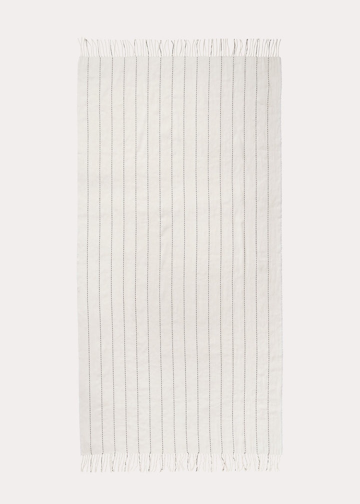 Striped cotton linen sarong white - 1