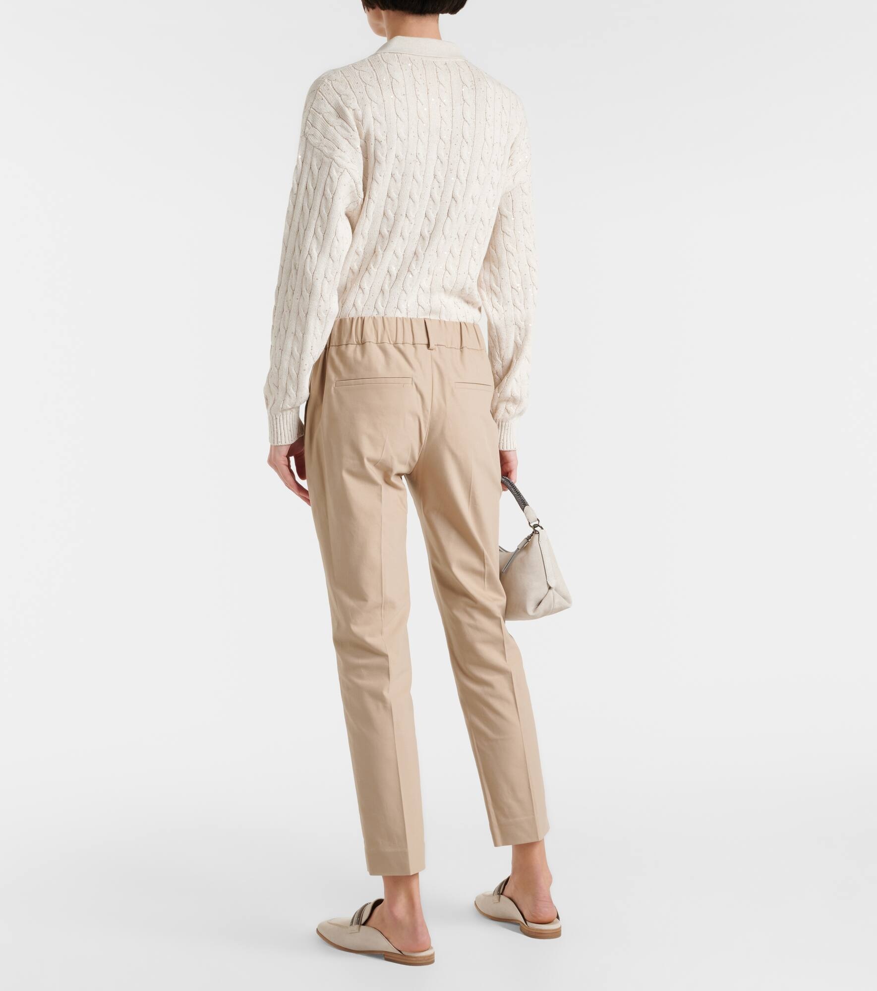 Crêpe low-rise slim pants - 5