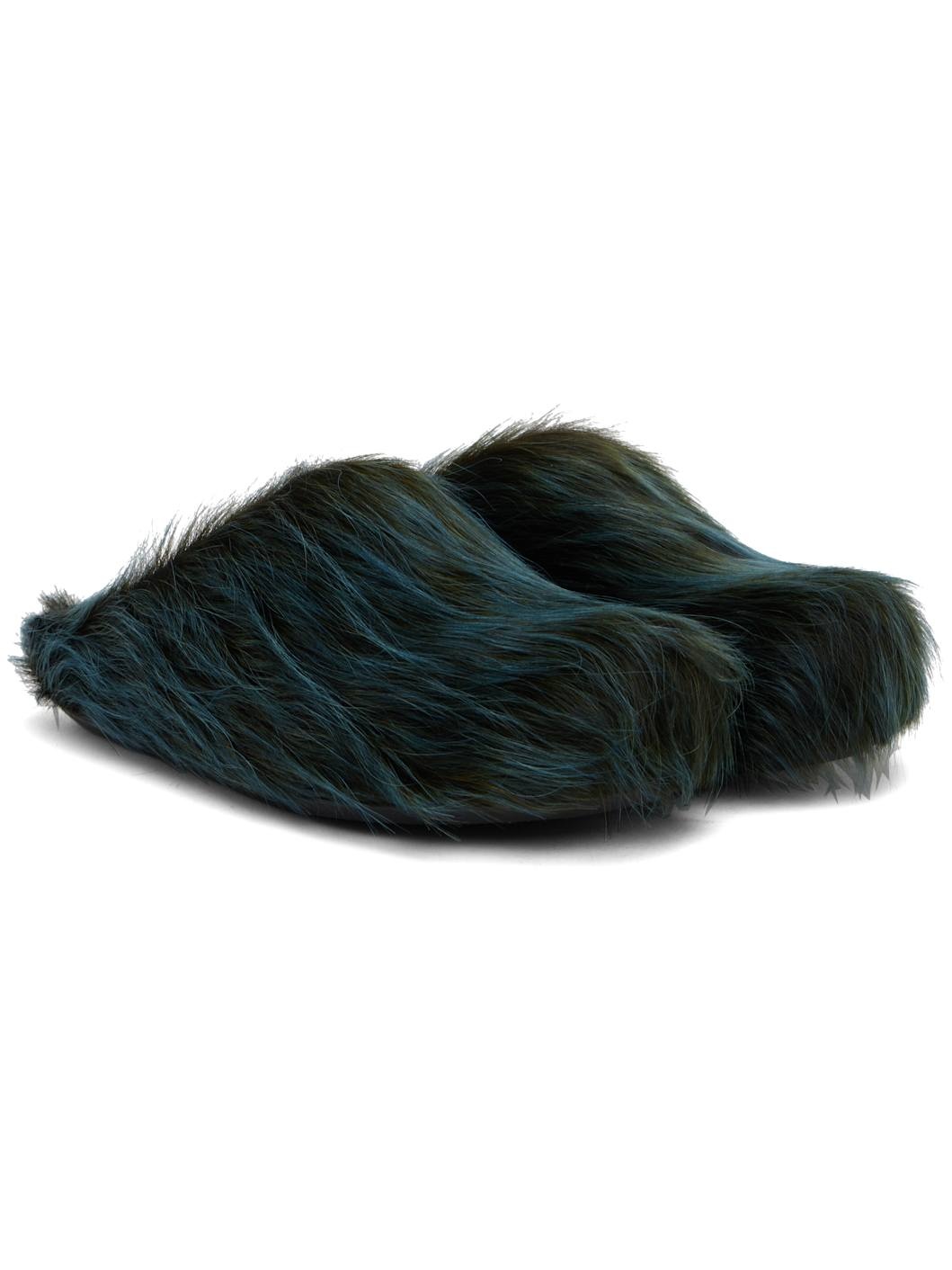 Blue Long Hair Calfskin Fussbett Sabot Loafers - 4