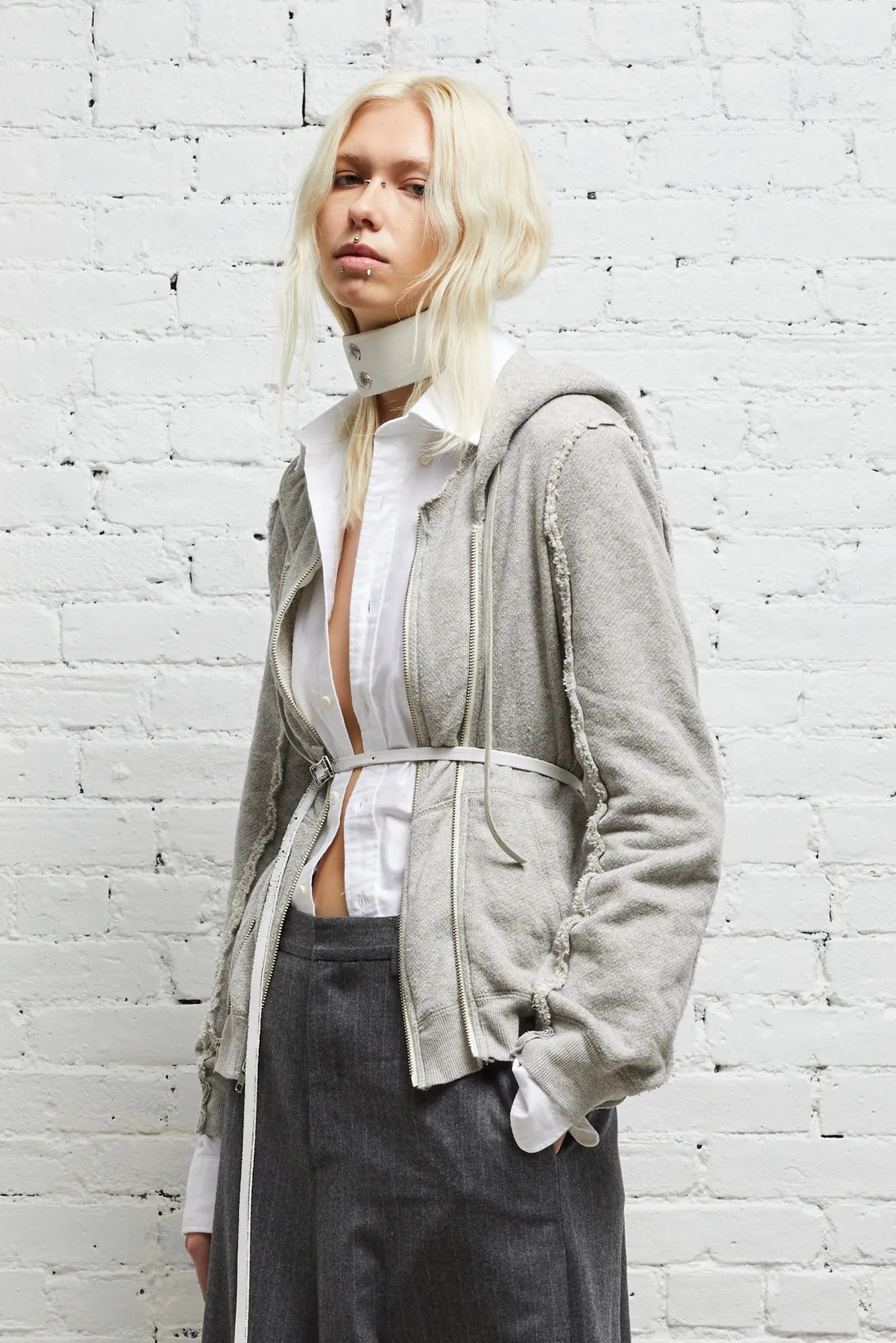 FLAT SLEEVE HOODIE - HEATHER GREY - 3