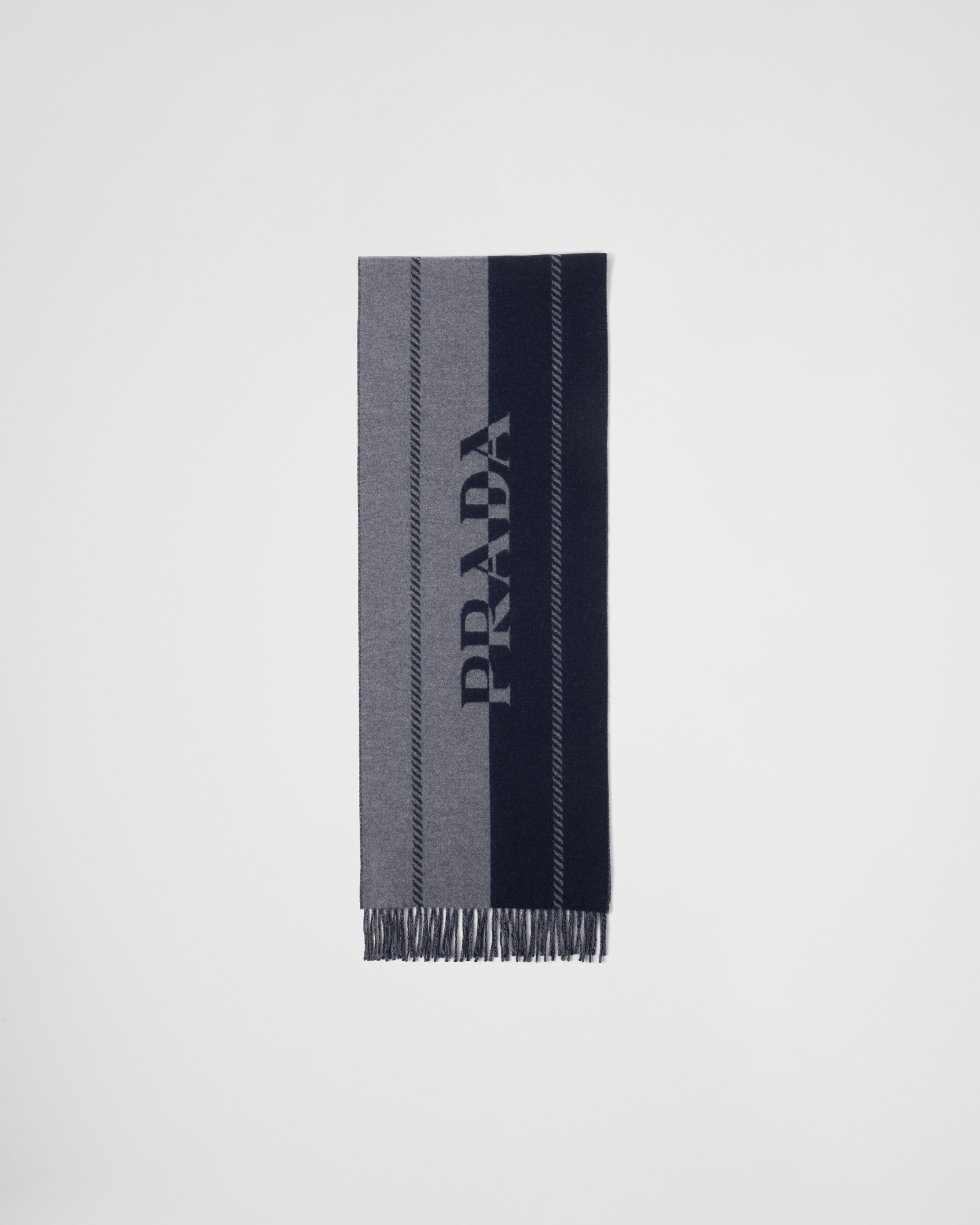 Small wool scarf with jacquard logo - 1