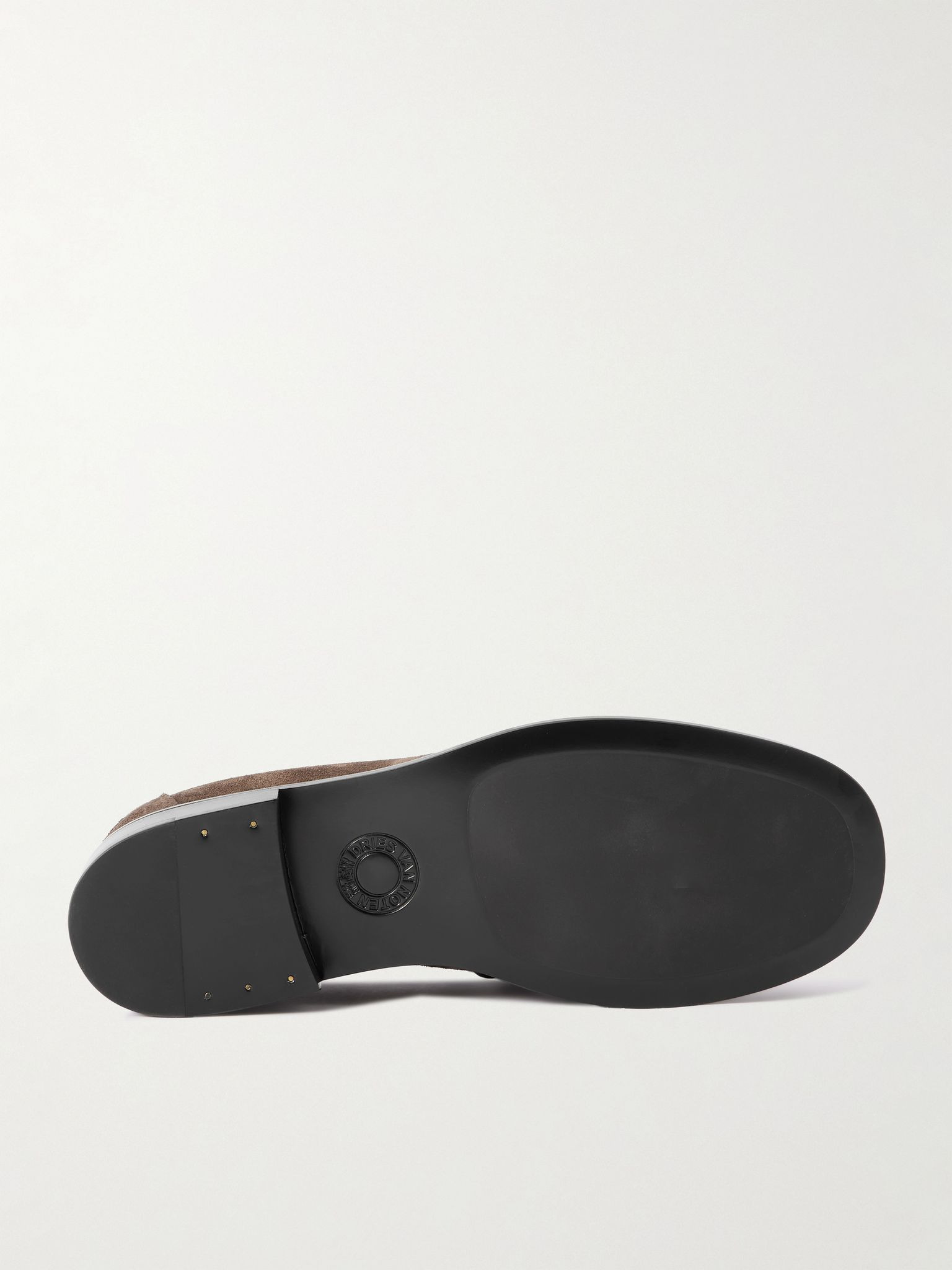 Leather-Trimmed Suede Boat Shoes Dark brown - 3