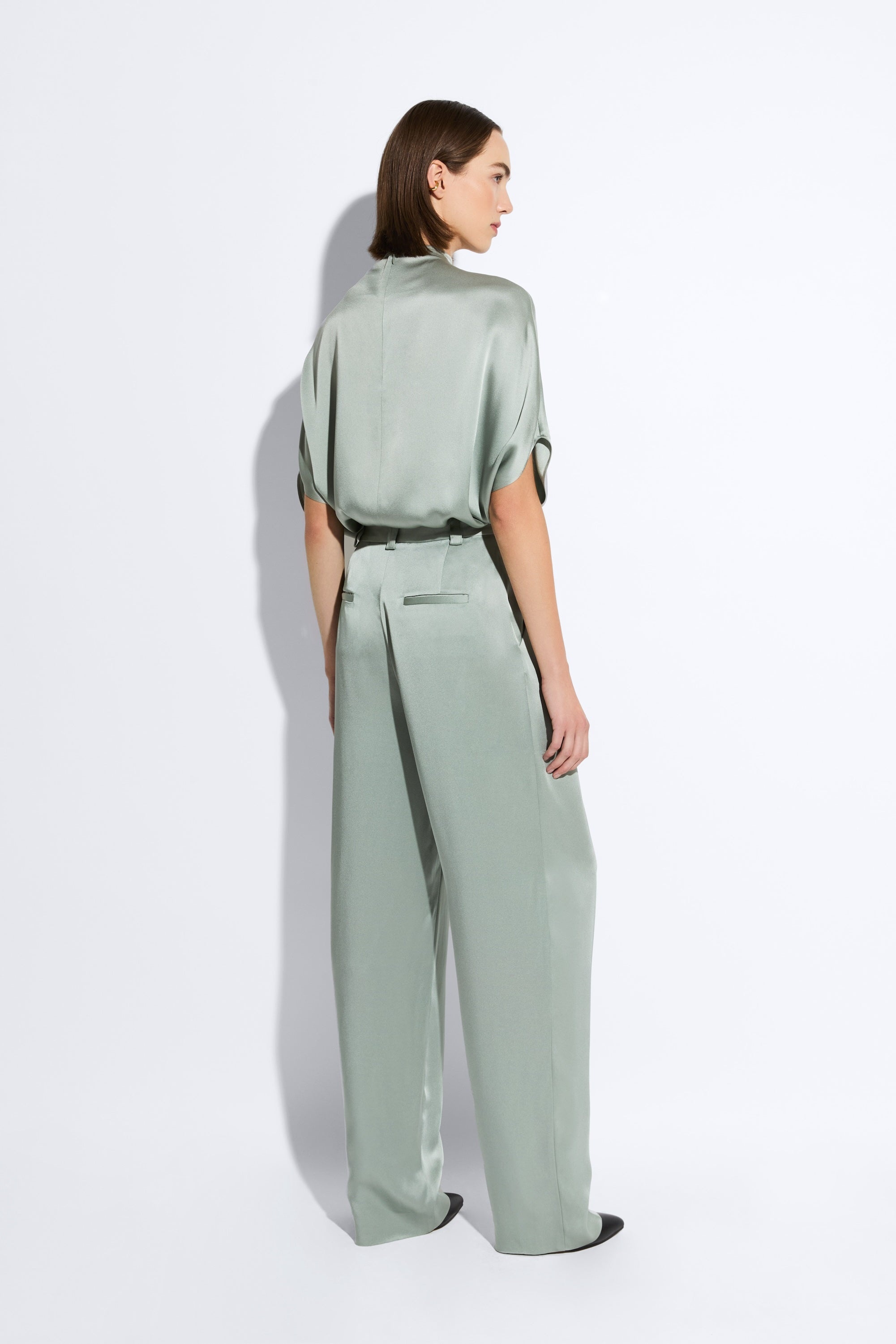 Satin Relaxed Pleated Pant - 3