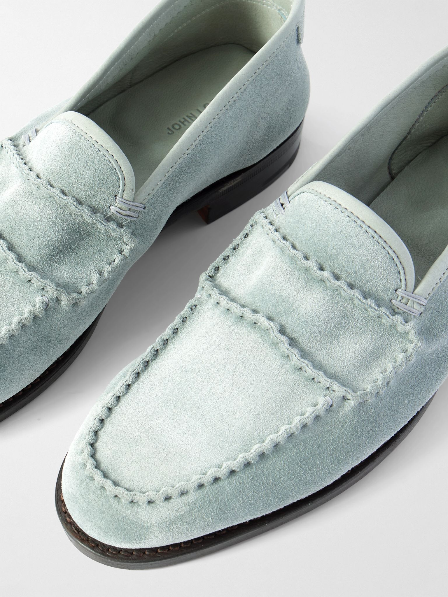 Bath Leather-Trimmed Suede Loafers Blue - 5