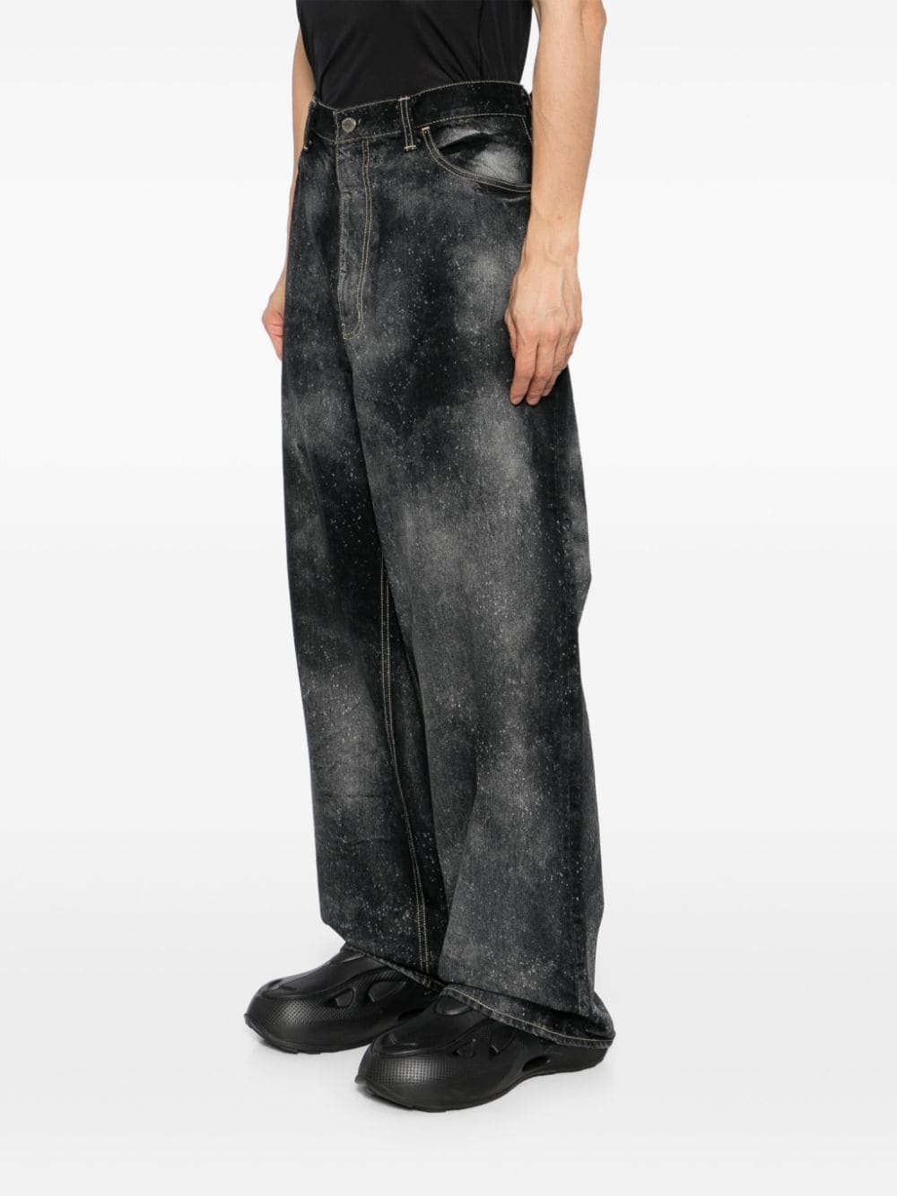 galaxy-print wide-leg jeans - 3