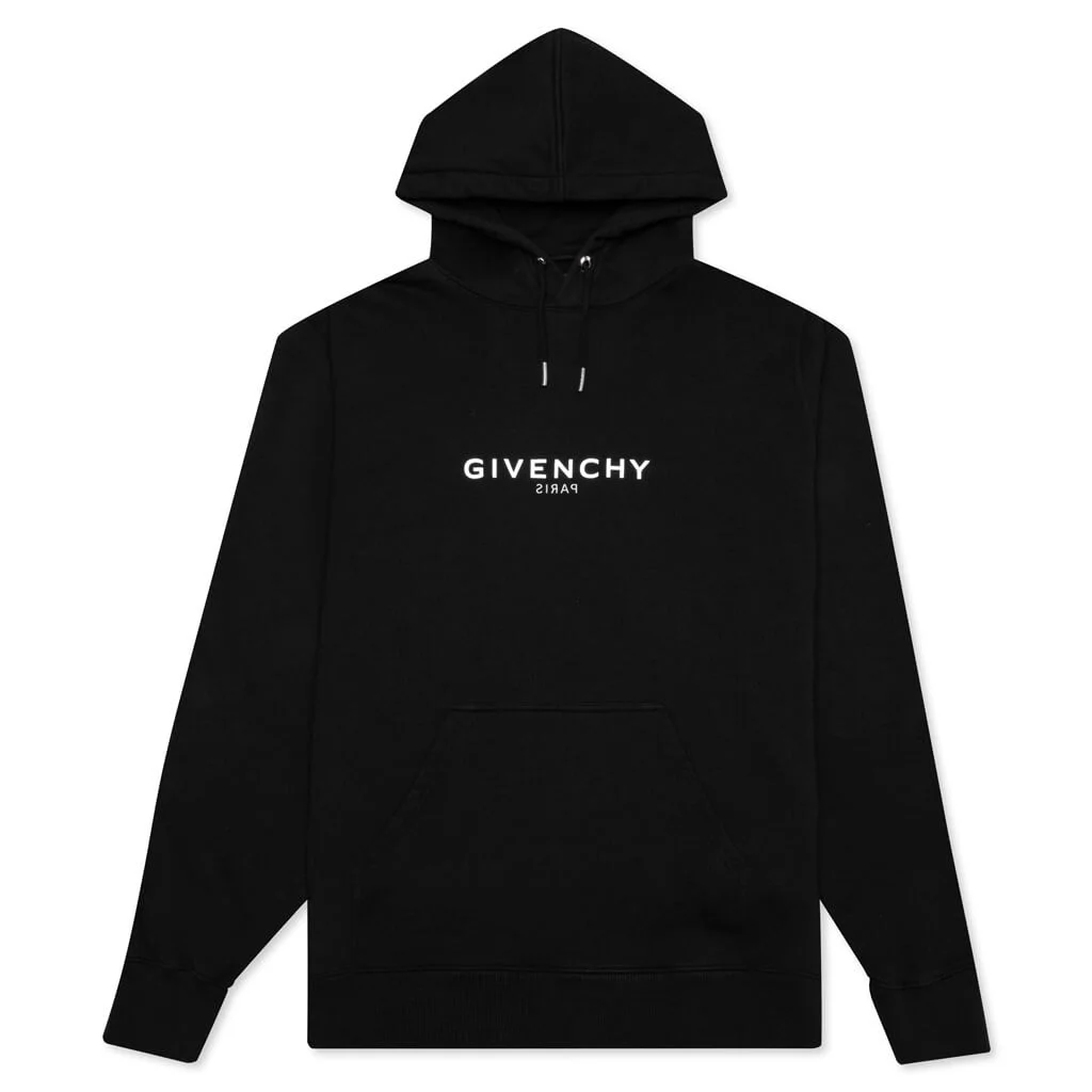 GIVENCHY CLASSIC FIT HOODIE W/ REVERSE PRINT - BLACK - 1