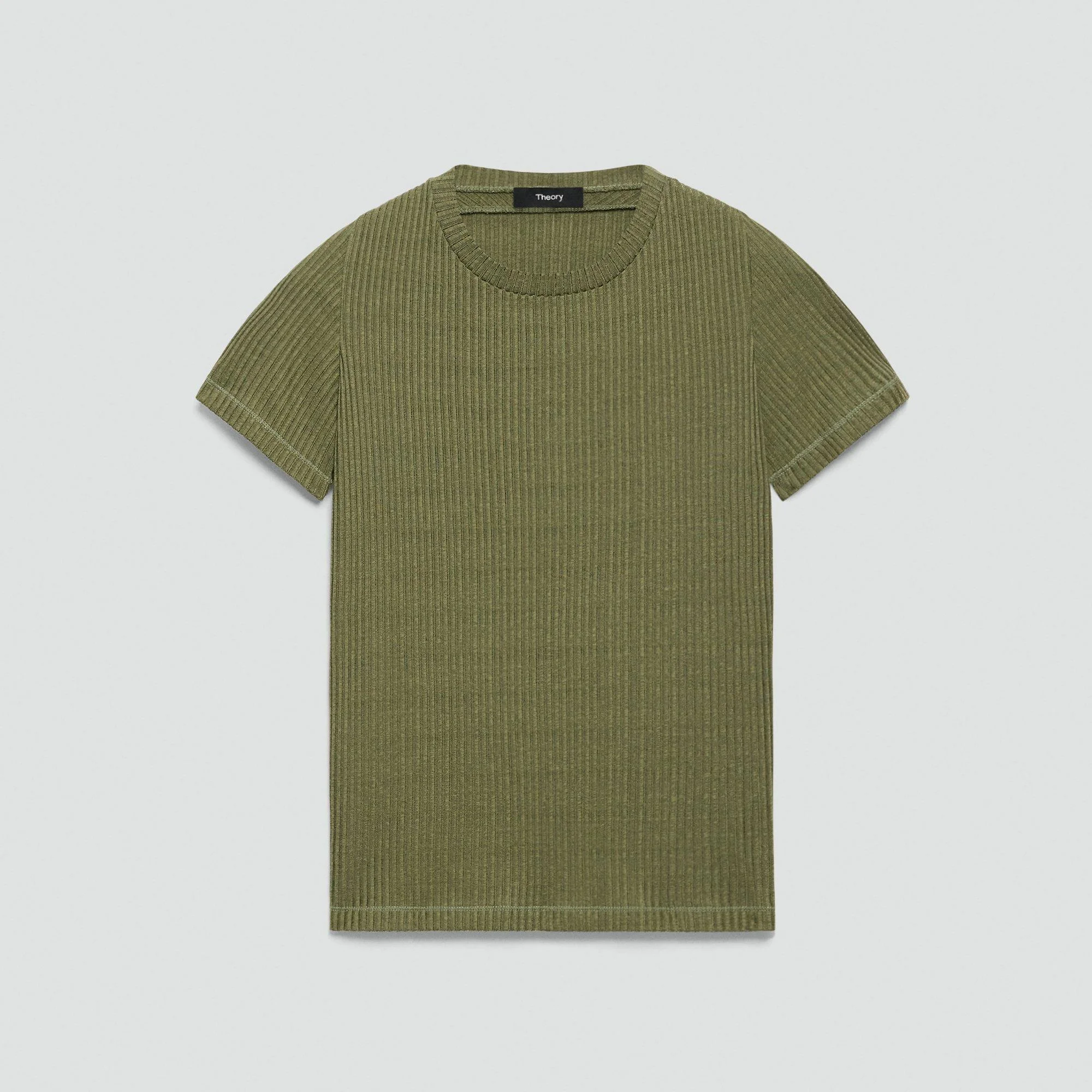 Shrunken Crewneck Tee in Ribbed Cotton-Blend - 1