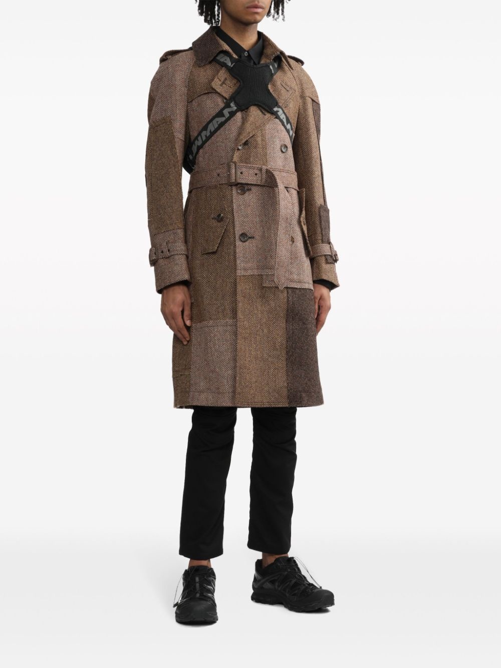patchwork wool coat - 2
