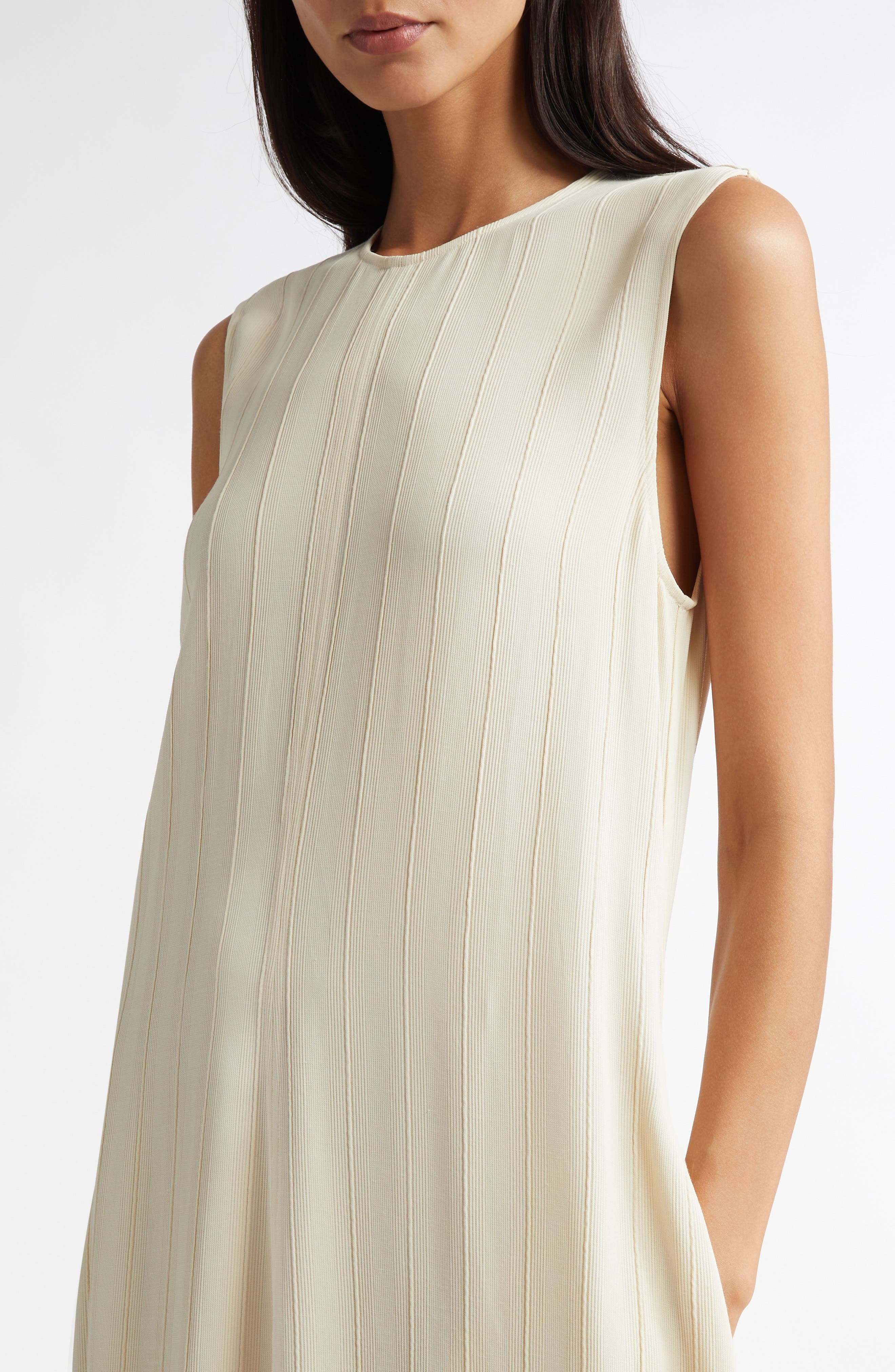 TOTEME Woven Stripe Sleeveless A-Line Dress in Ecru at Nordstrom - 4