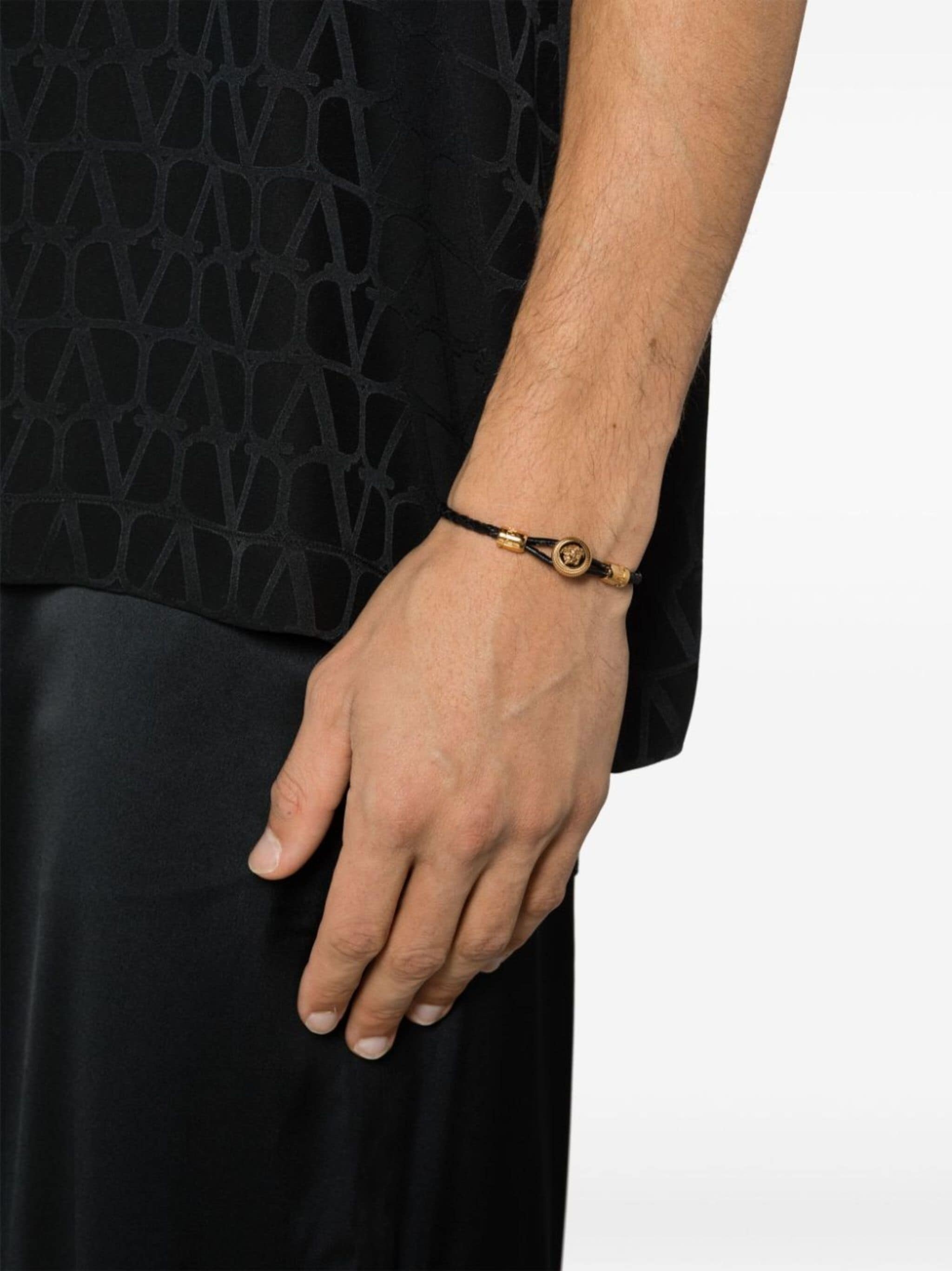 VERSACE｜FASHION PROPS (MEDUSA BIGGIE BRAIDED LEATHER BR VERSACE Medusa Biggie braided leather bracelet | REVERSIBLE