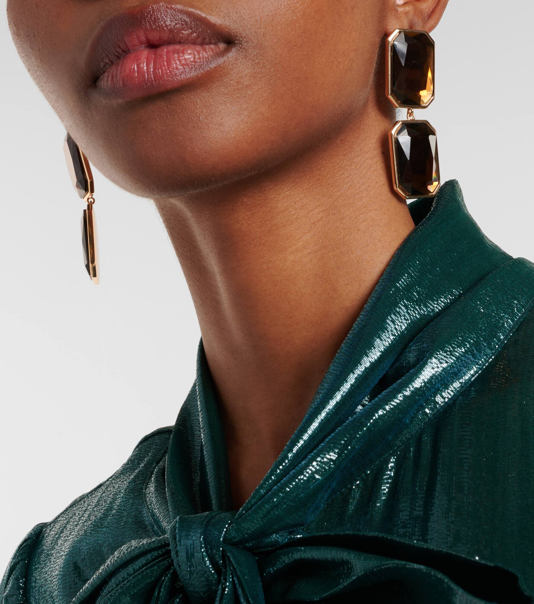 Amber gold-plated drop earrings - 6
