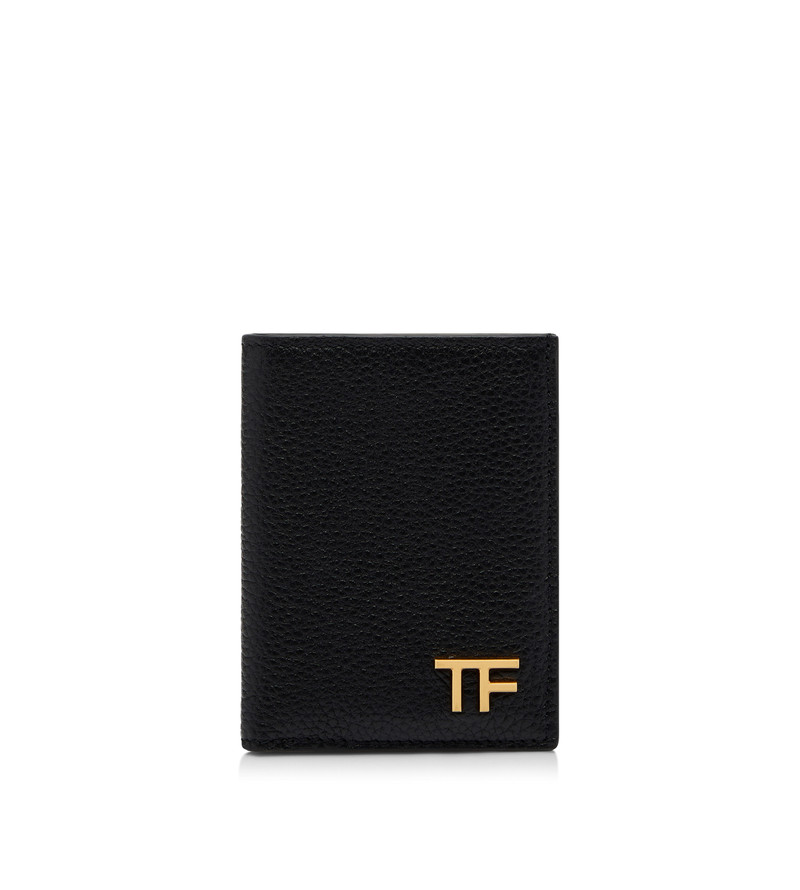 GRAIN LEATHER FOLDING CARDHOLDER - 1