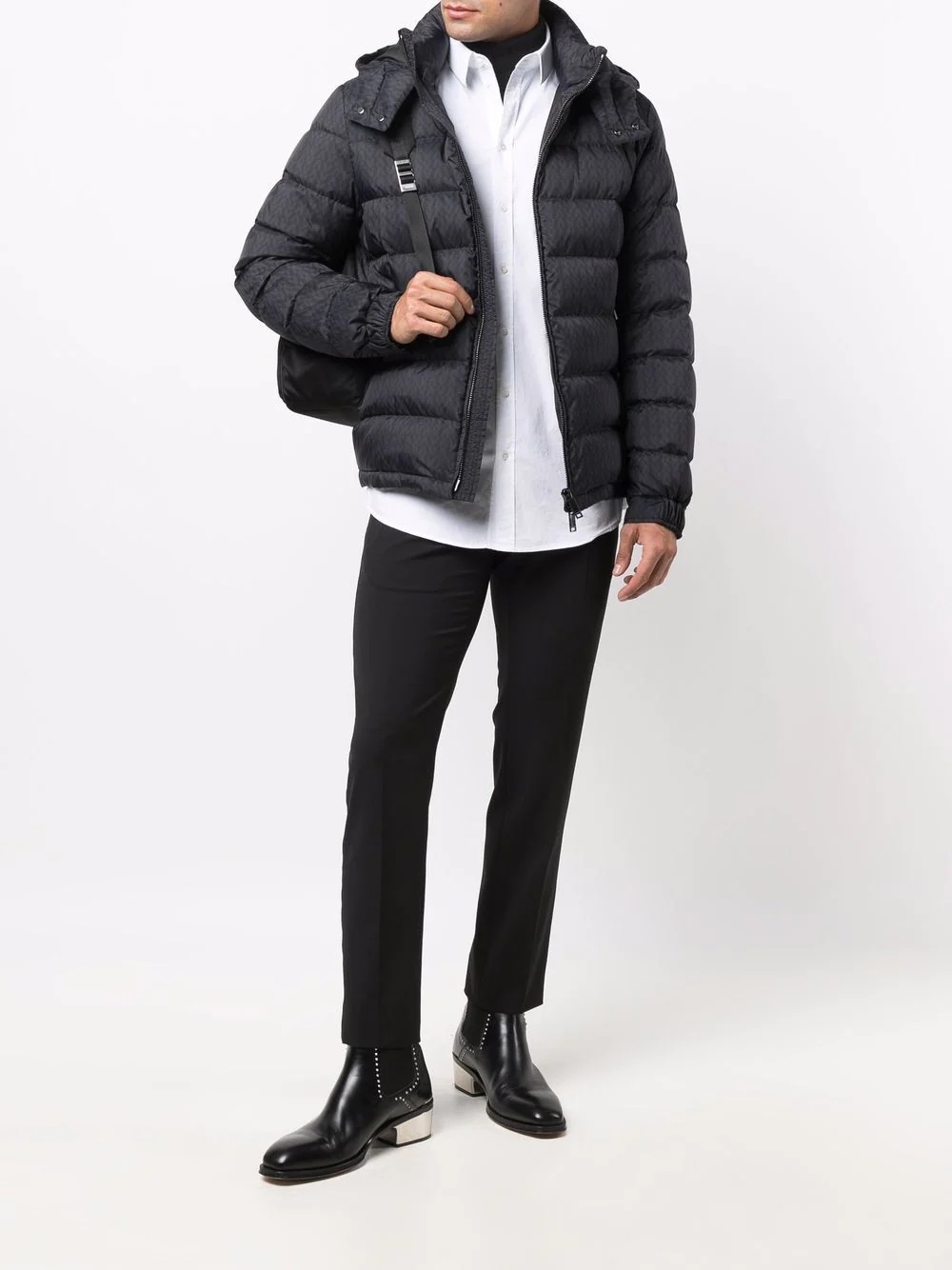 V-print puffer jacket - 2