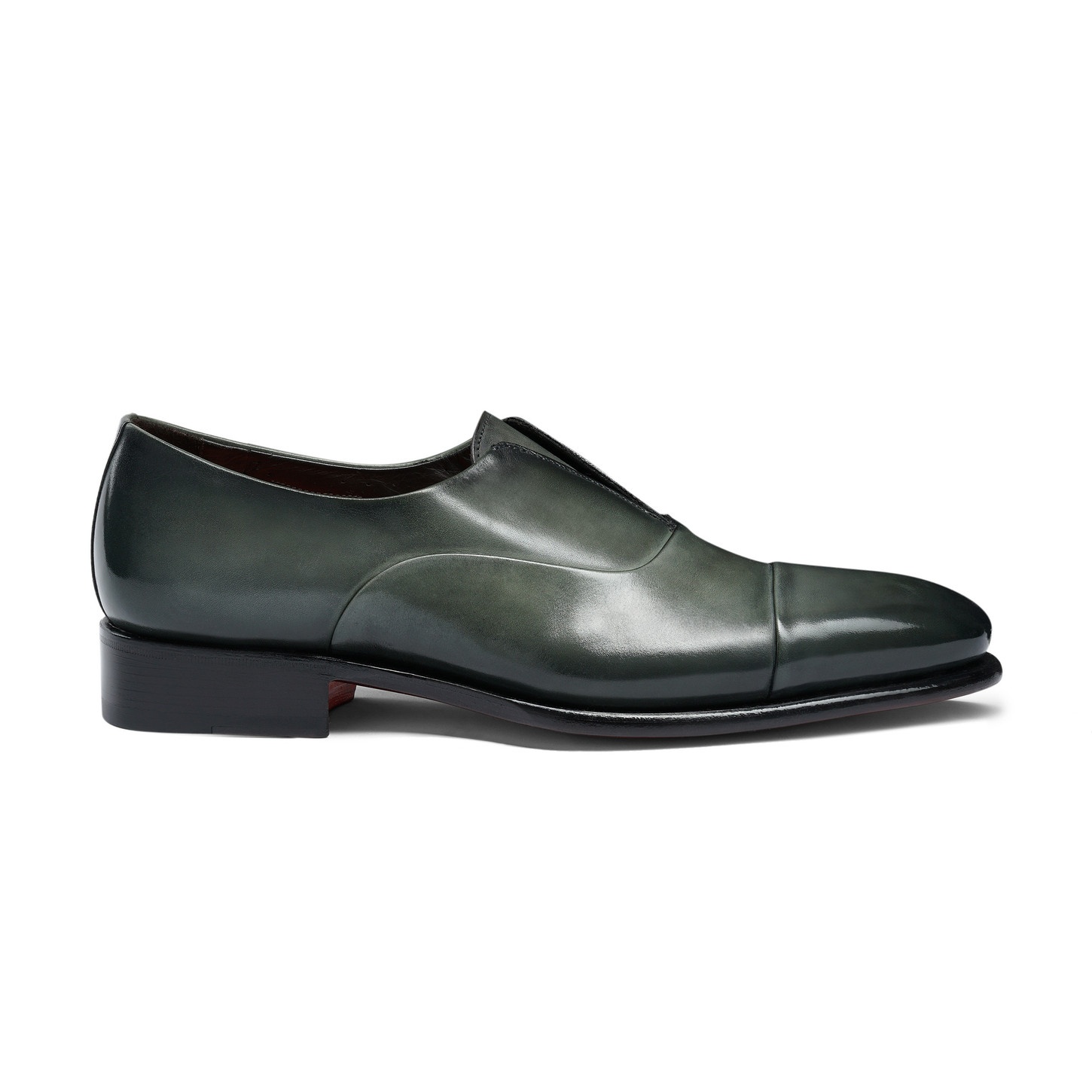 Men's green leather lace-up shoe - 1