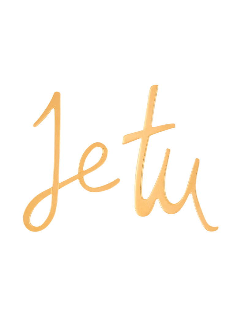 Brass pronoun earrings 1