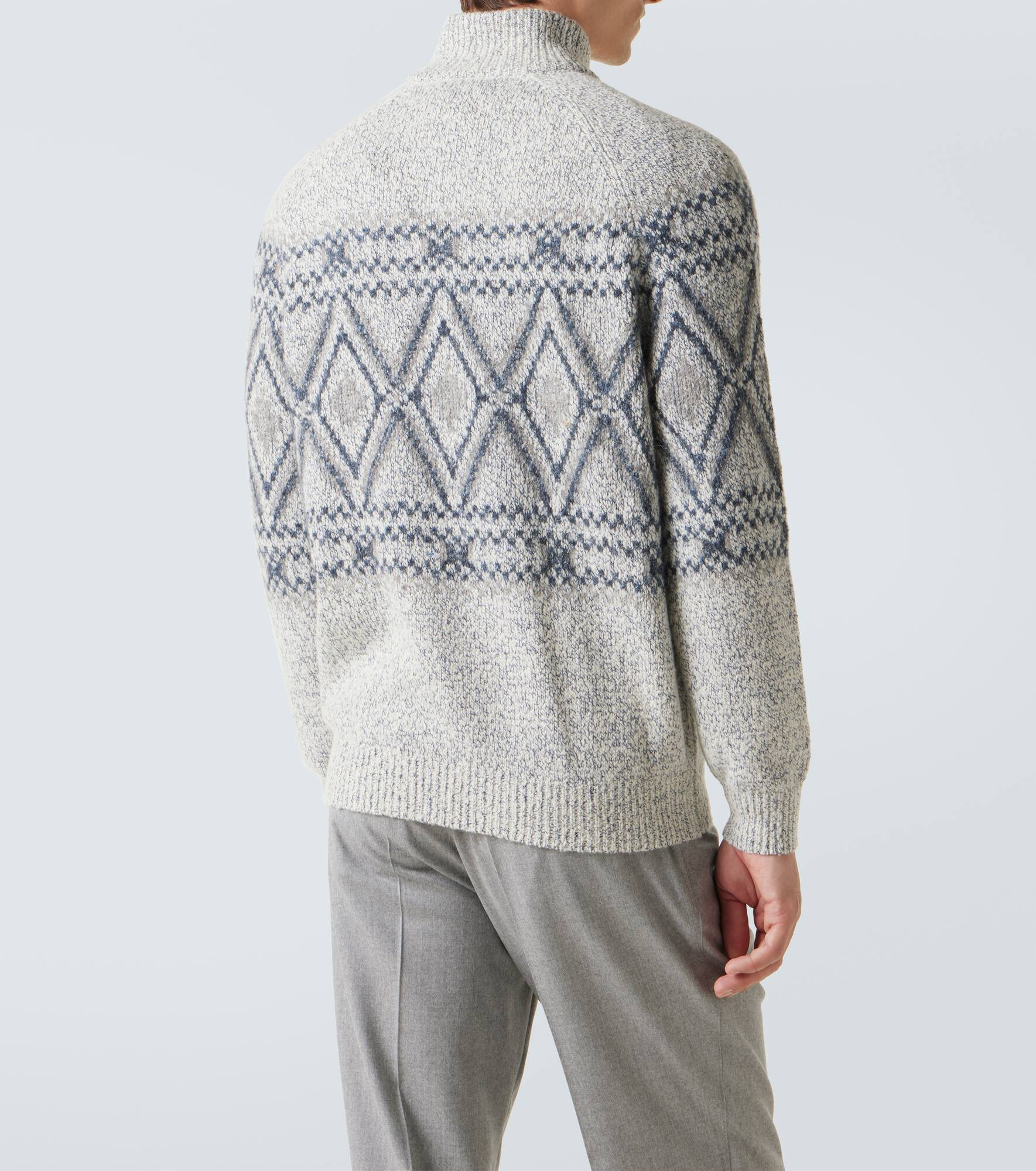Argyle wool, silk and cashmere cardigan - 4