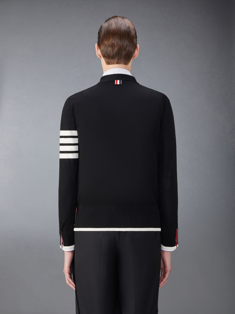 Thom Browne Fine Merino Wool 4-Bar Relaxed Fit Cardigan outlook