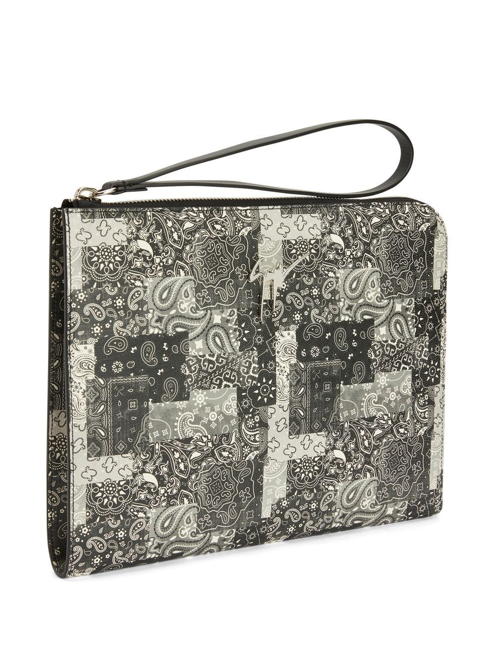 paisley-print leather pouch - 4