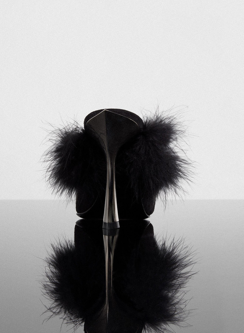 black marabou Fang 95 mules 3