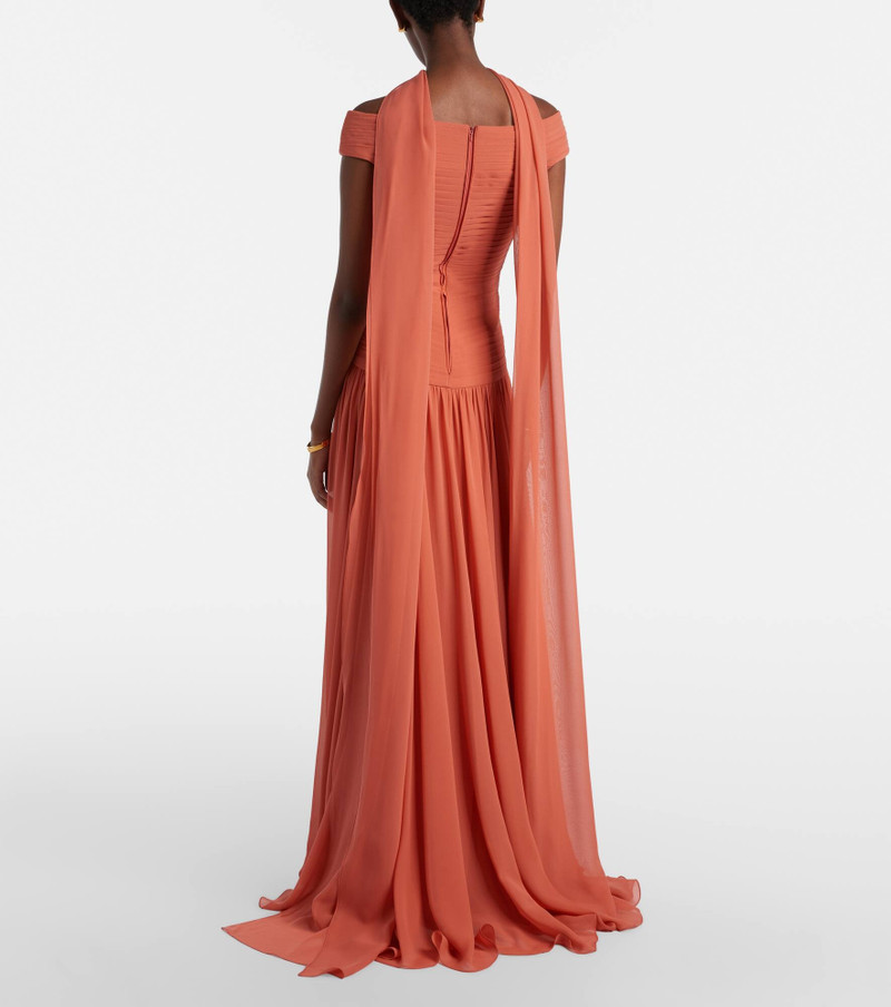 Gathered lace-trimmed silk gown 3