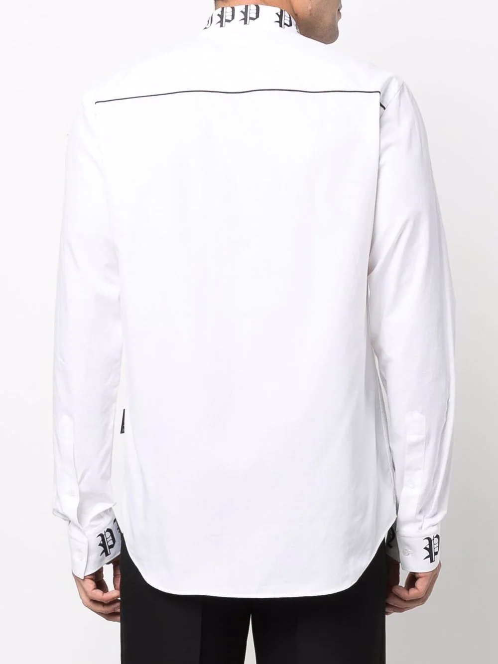 logo-trim cotton shirt - 4