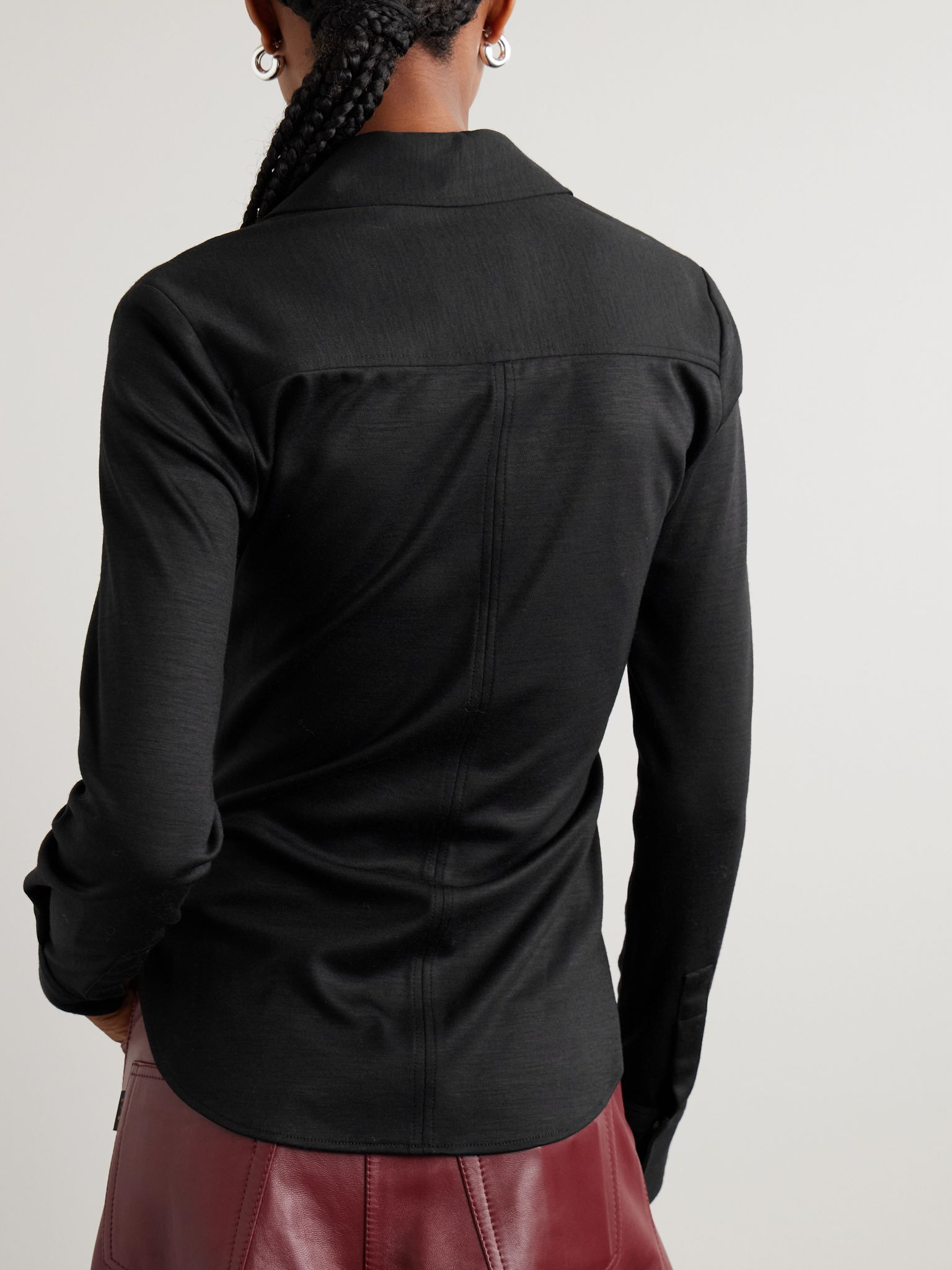 Romea ruched wool-jersey shirt Black - 3