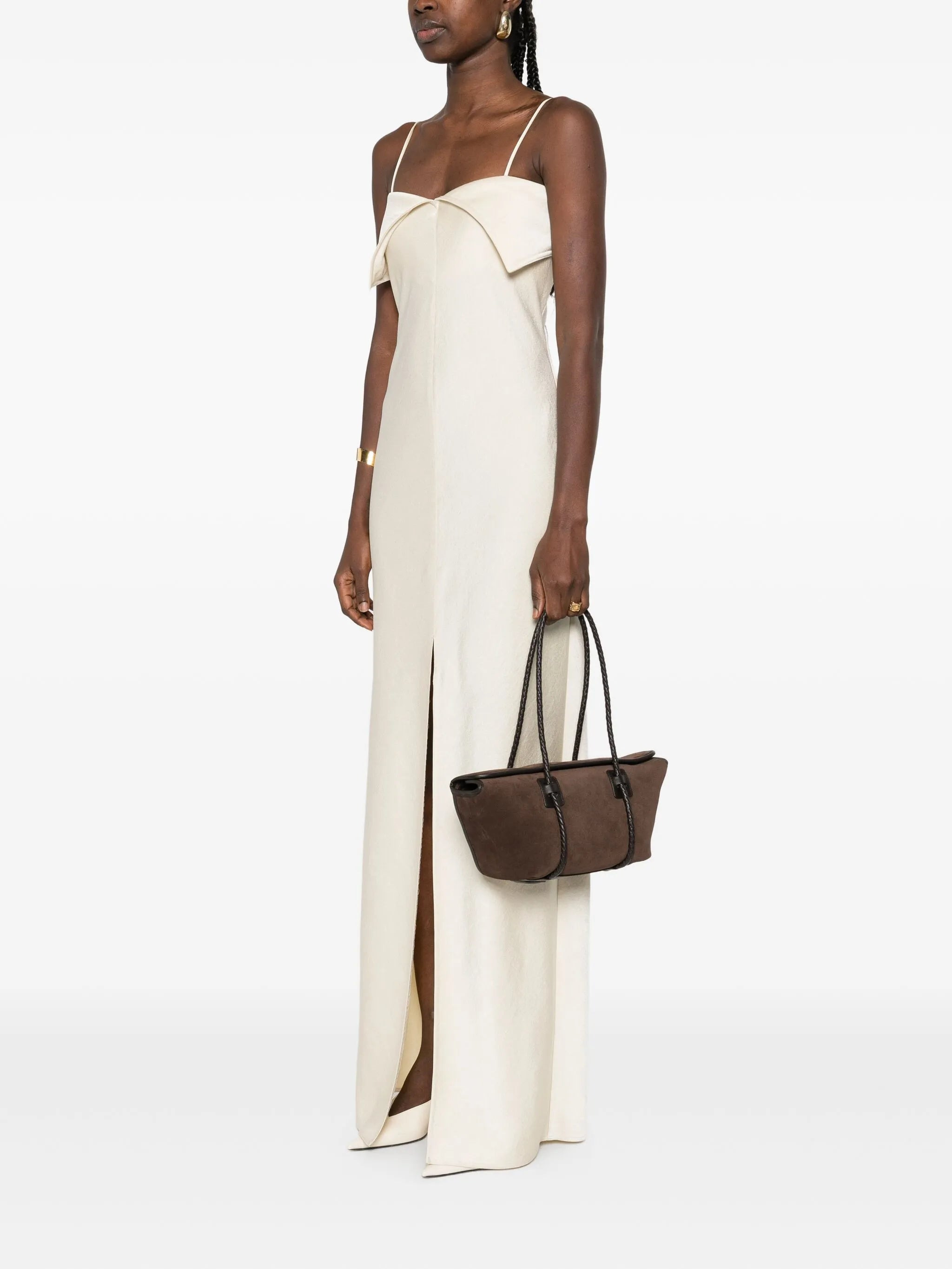 Hereu Braided-handle Suede Shoulder Bag - 3