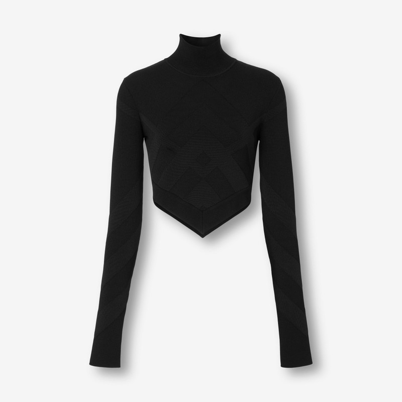Chevron Check Jacquard Turtleneck Top 1