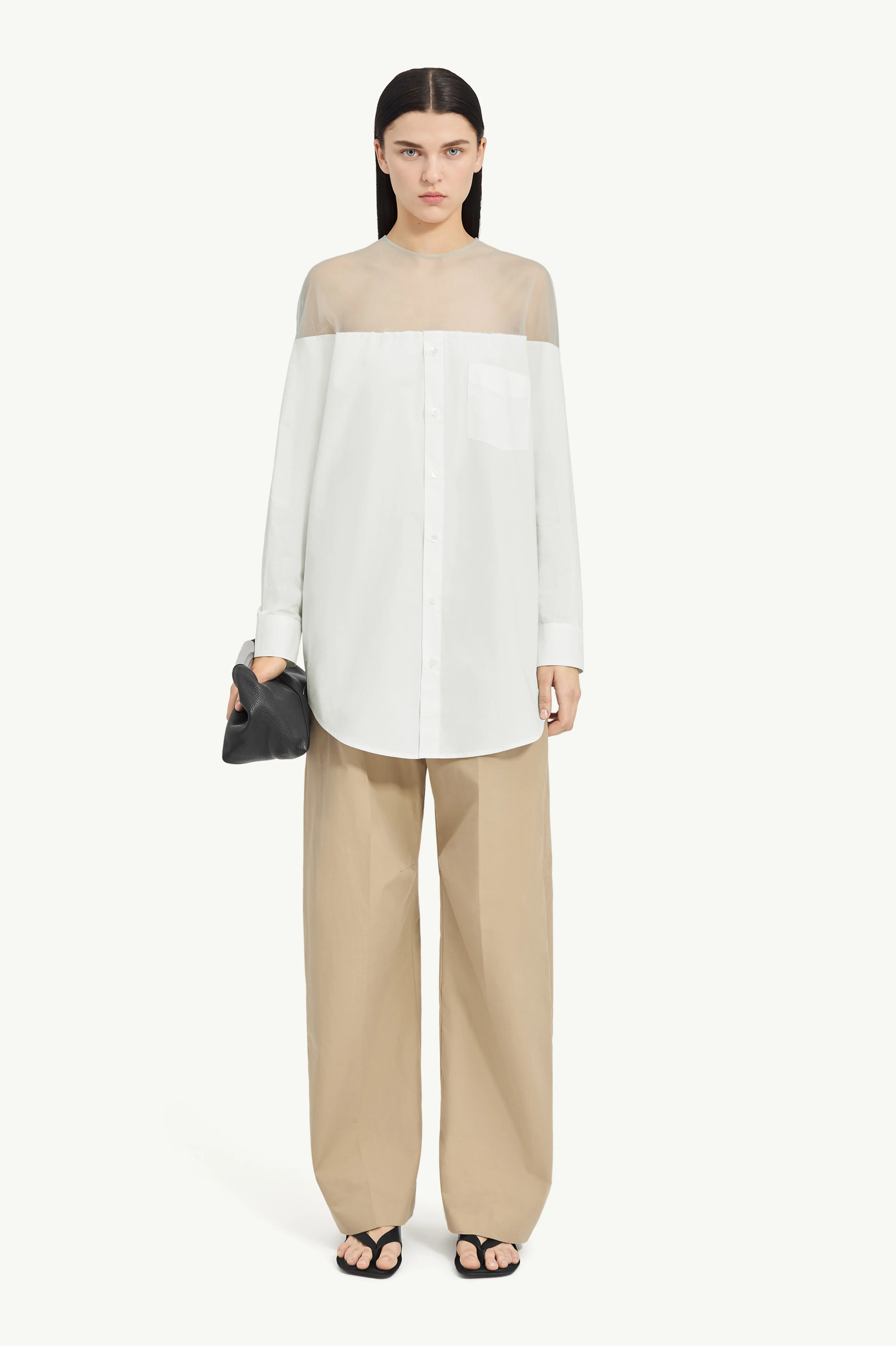 High-Cut Cotton Poplin Shirt - 1