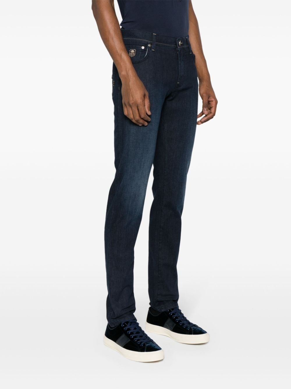 logo-embroidered straight jeans - 3