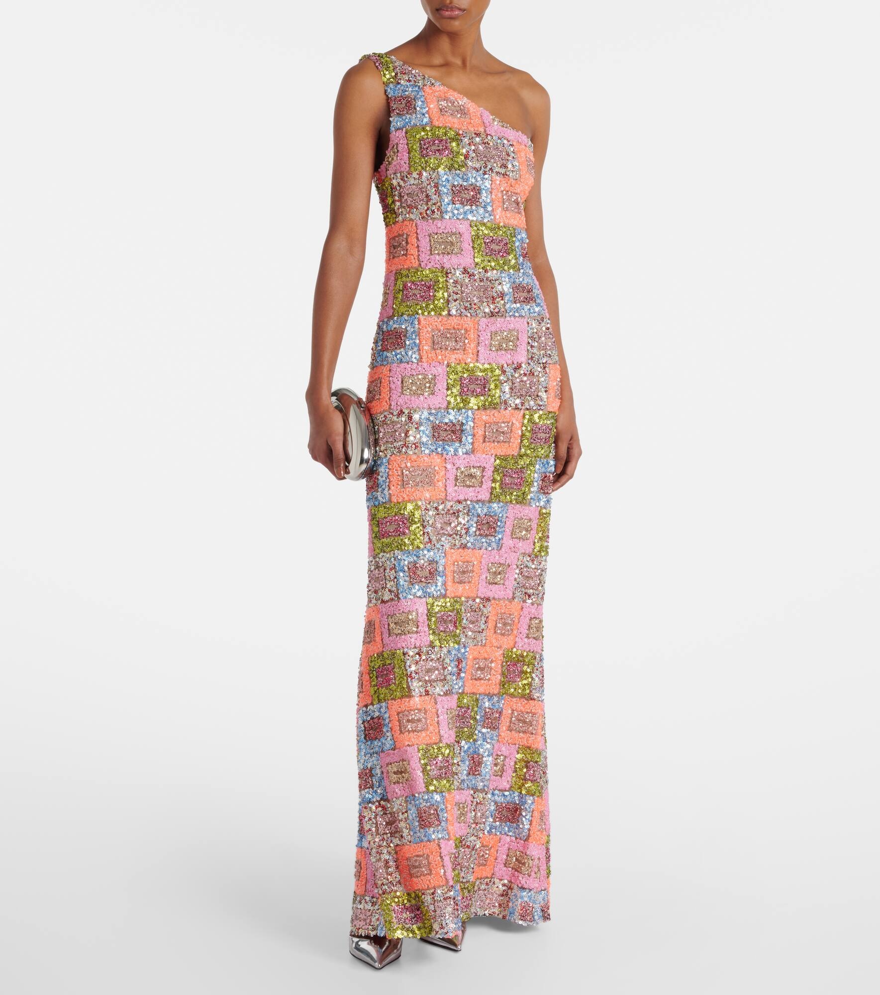 Sequined one-shoulder gown - 2