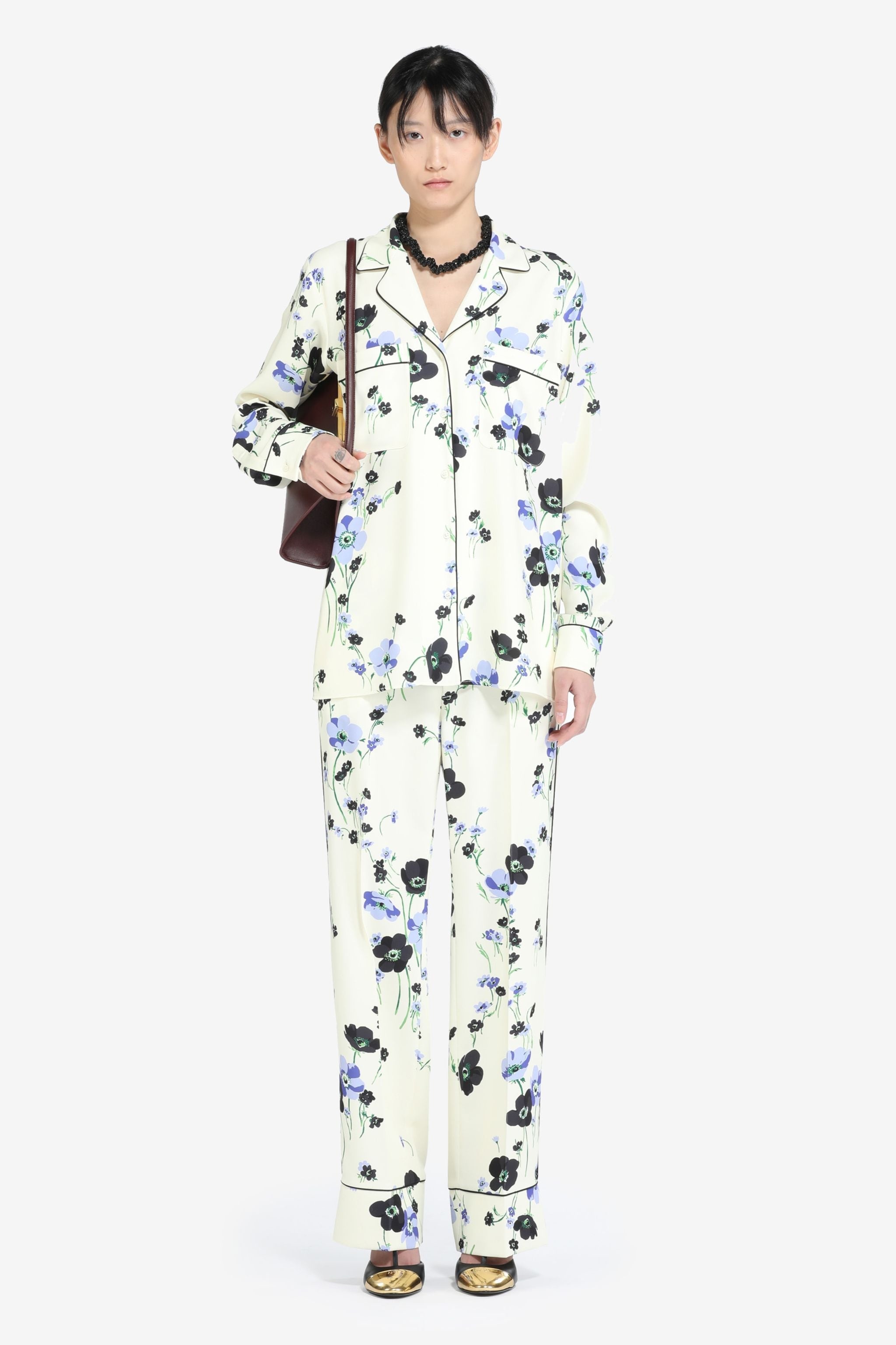 FLORAL PRINT STRAIGHT-LEG TROUSERS - 4