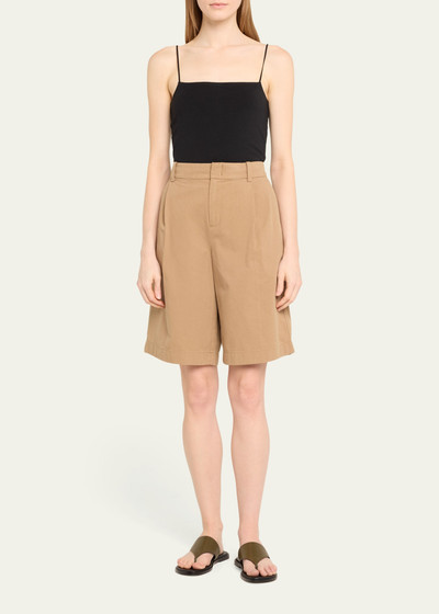 Vince Washed Cotton Pleated Wide-Leg Shorts outlook