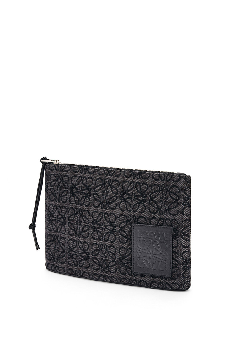 Loewe Oblong Anagram Pouch in jacquard and calfskin outlook