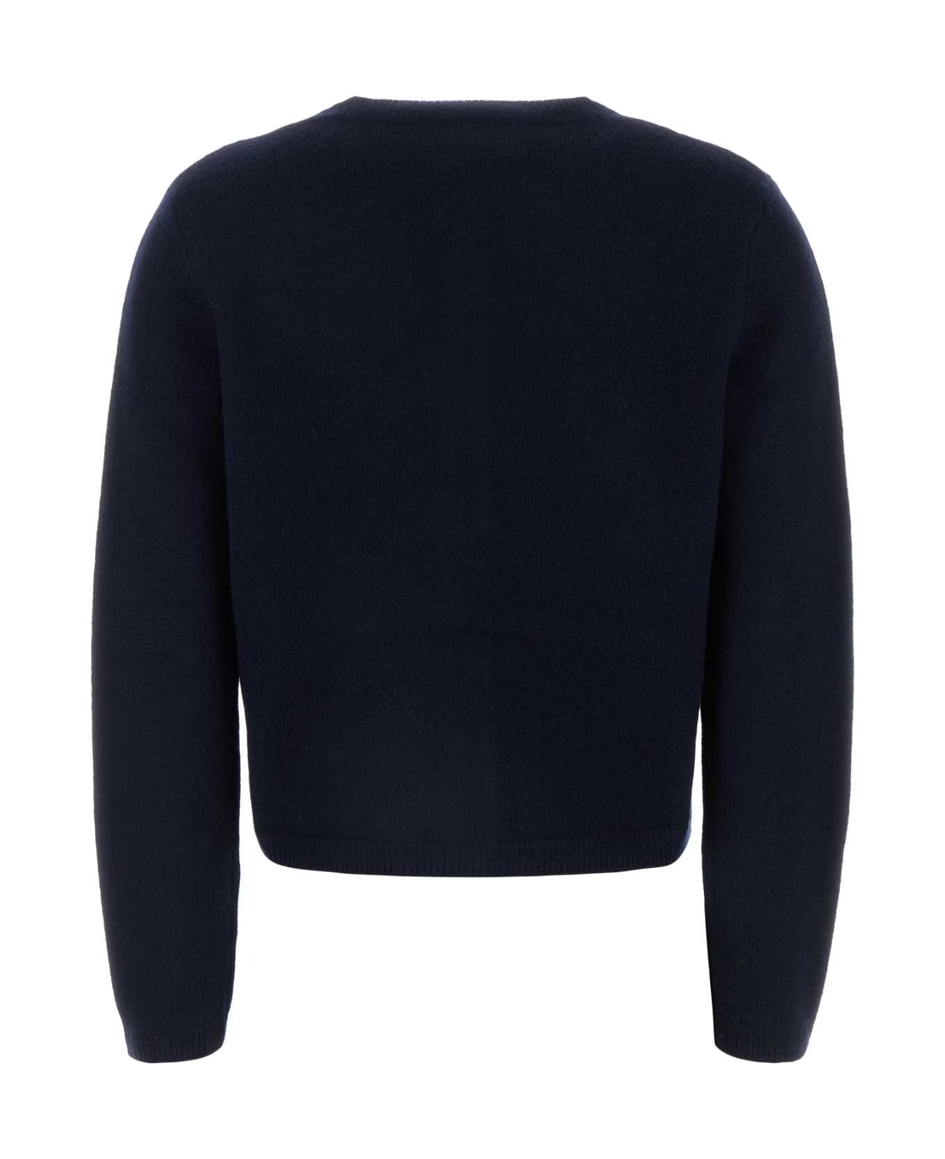 Navy Blue Wool Cardigan - 2