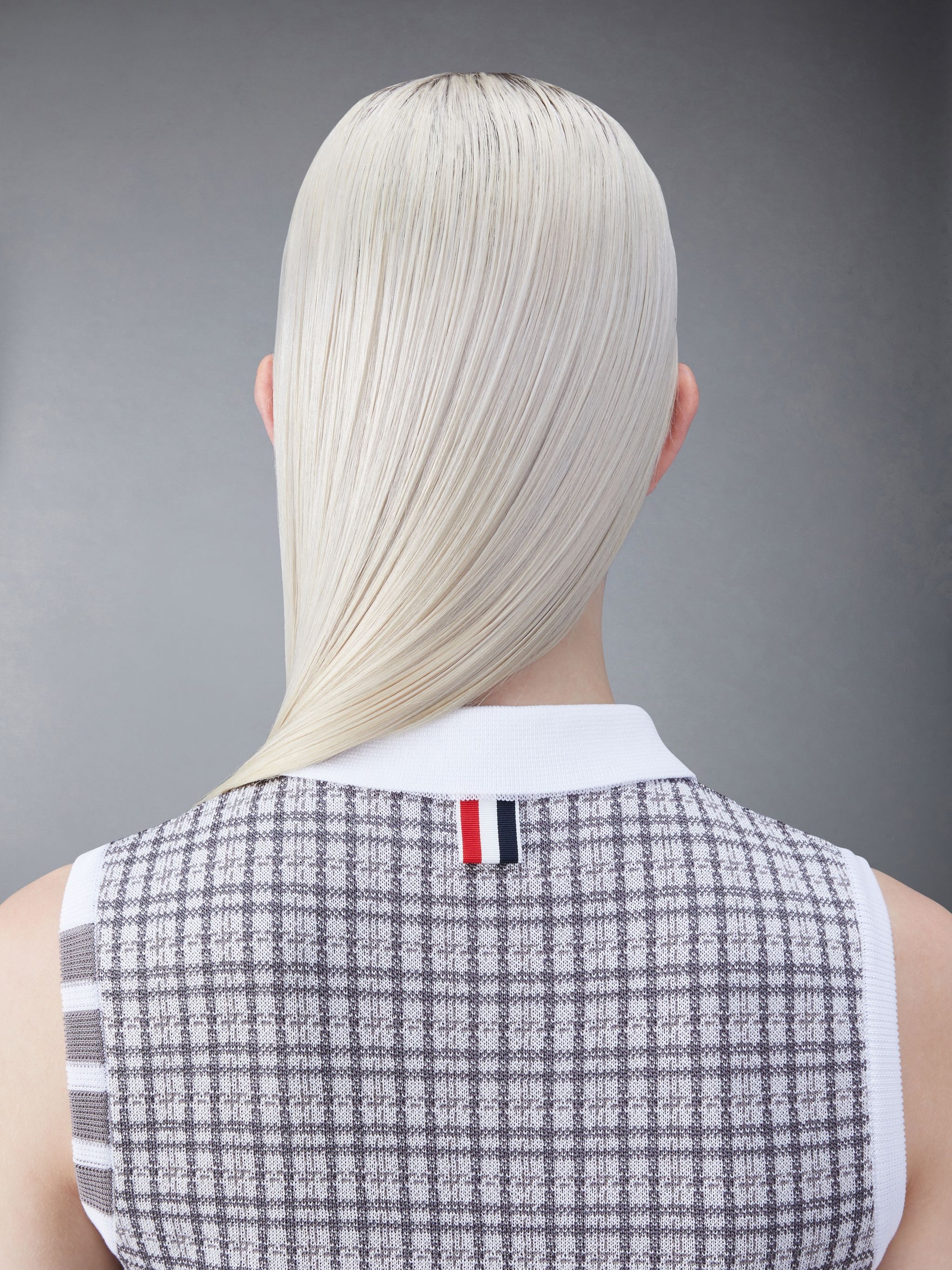 Check Silk Cotton 4-Bar Sleeveless Polo - 6